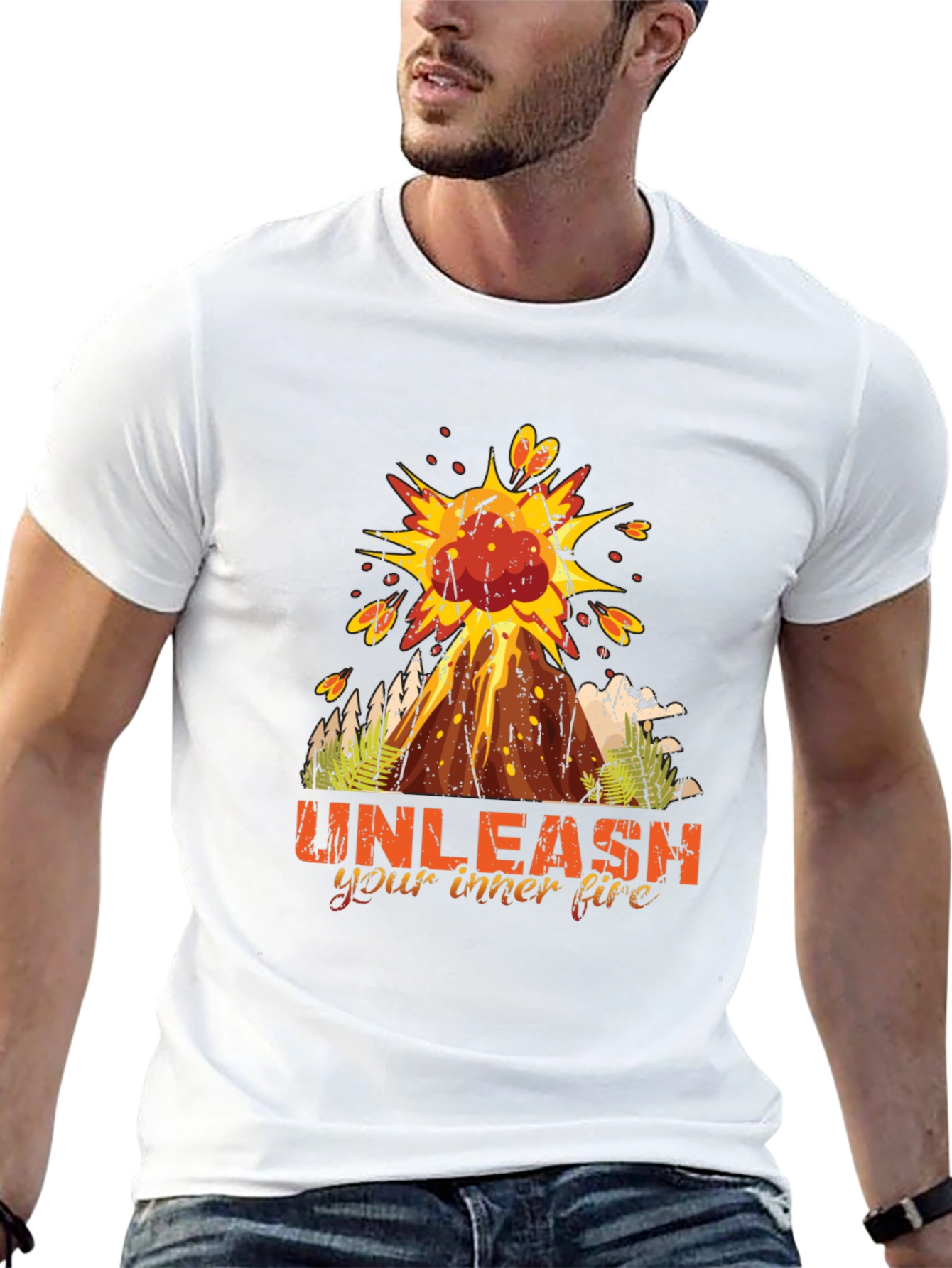 Unleash Inner Fire Volcano Graphic T-Shirt