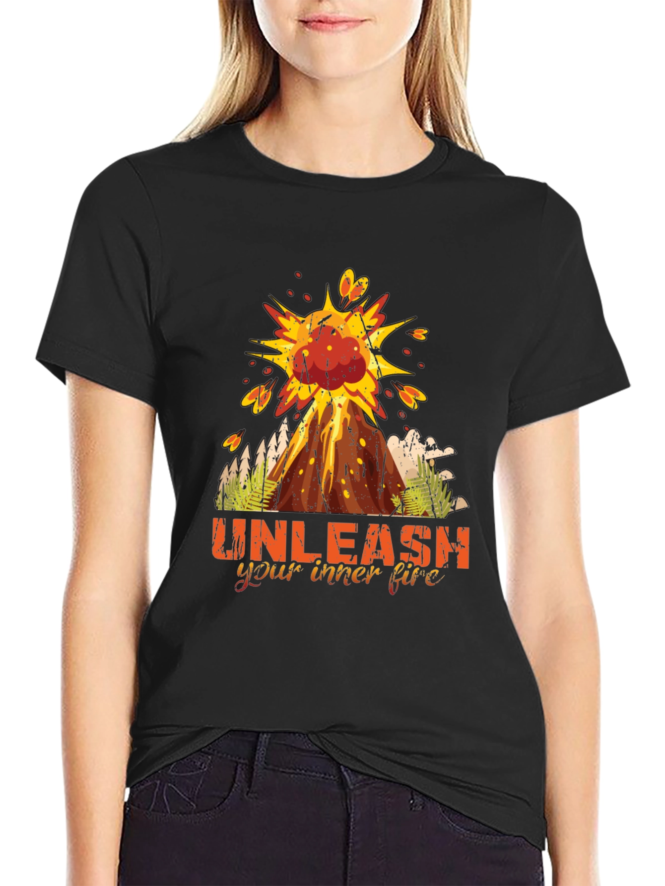 Unleash Inner Fire Volcano Graphic T-Shirt