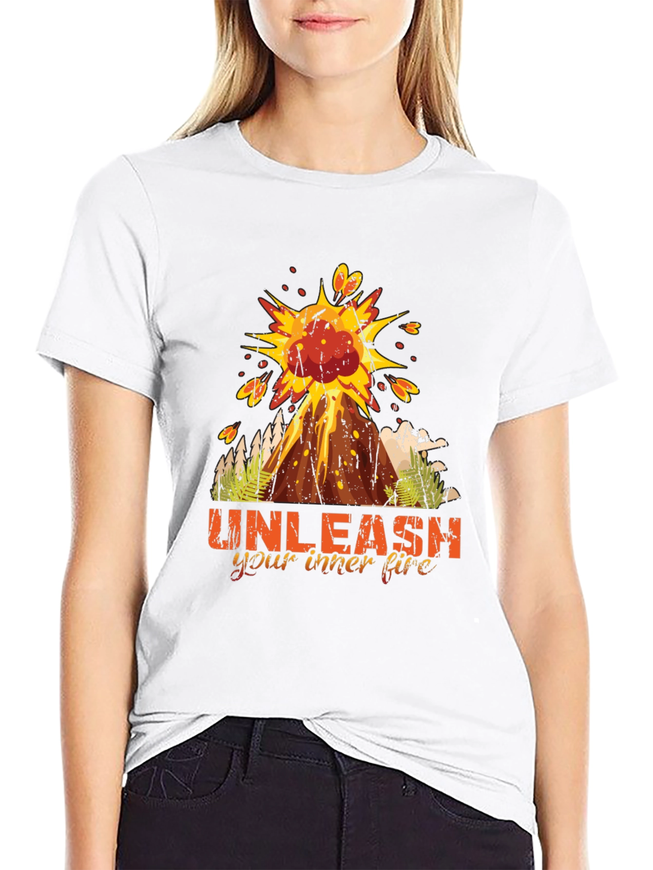 Unleash Inner Fire Volcano Graphic T-Shirt