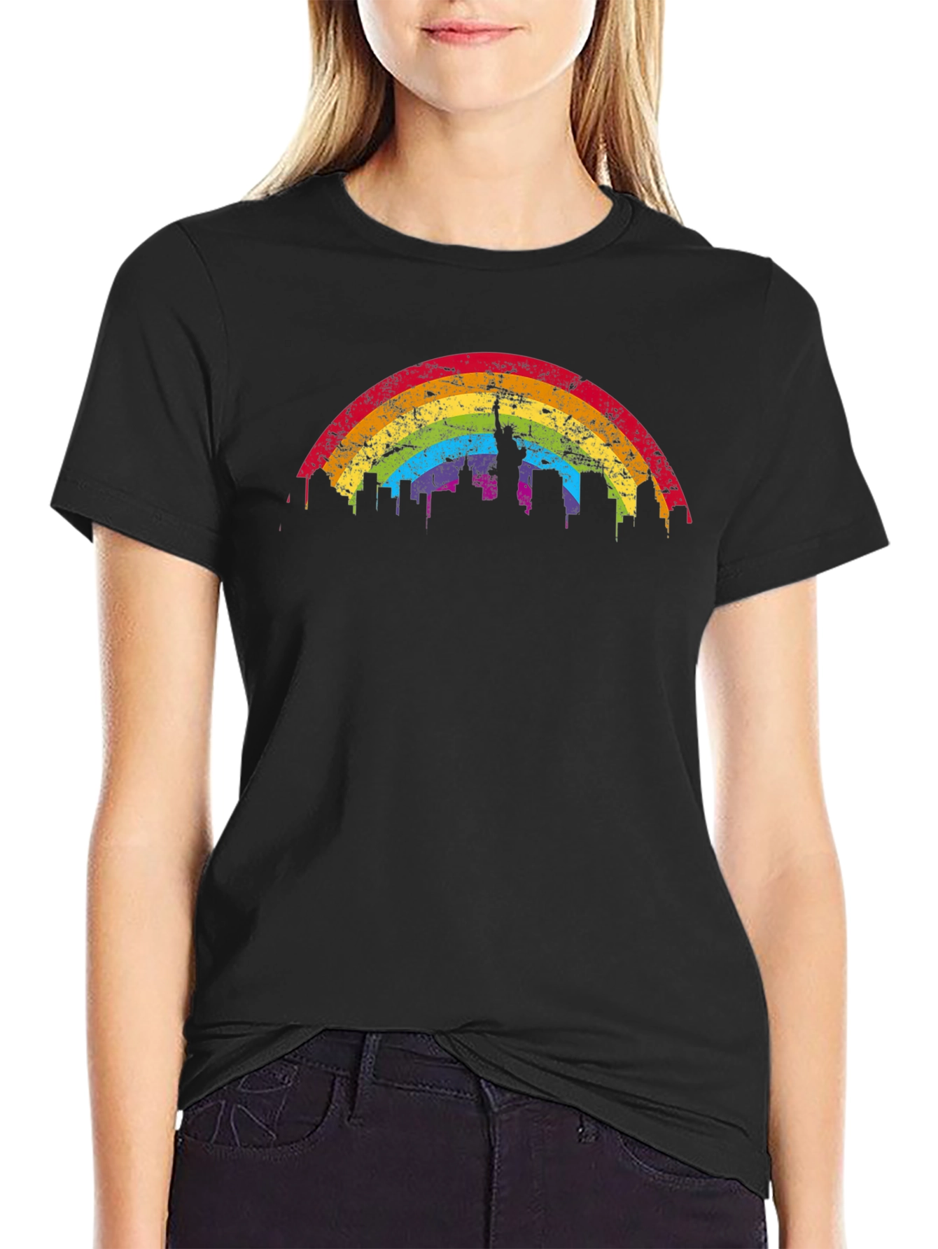 Rainbow NYC Skyline Graphic Tee - Pride Shirt