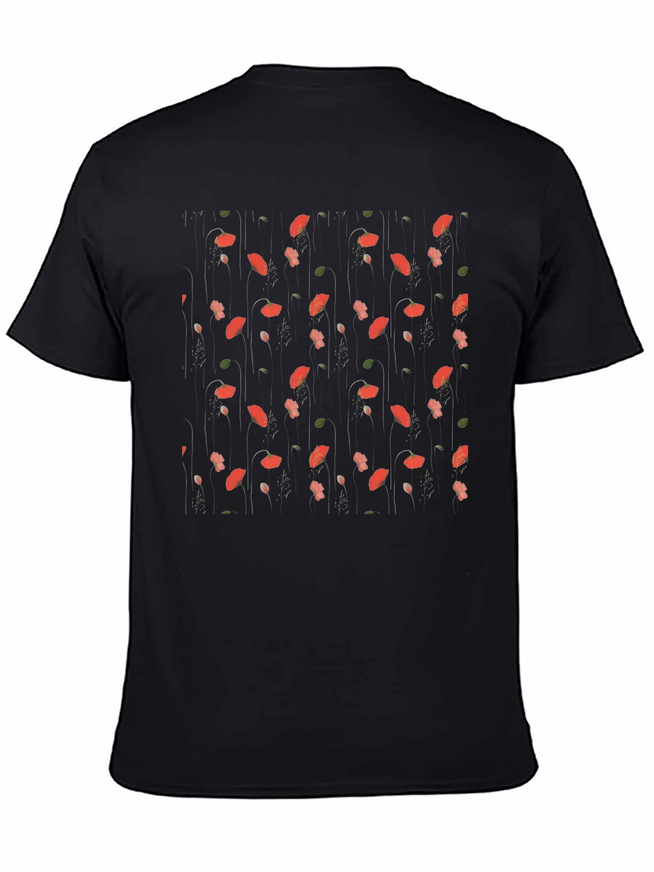 Floral Print Black T-Shirt for Men