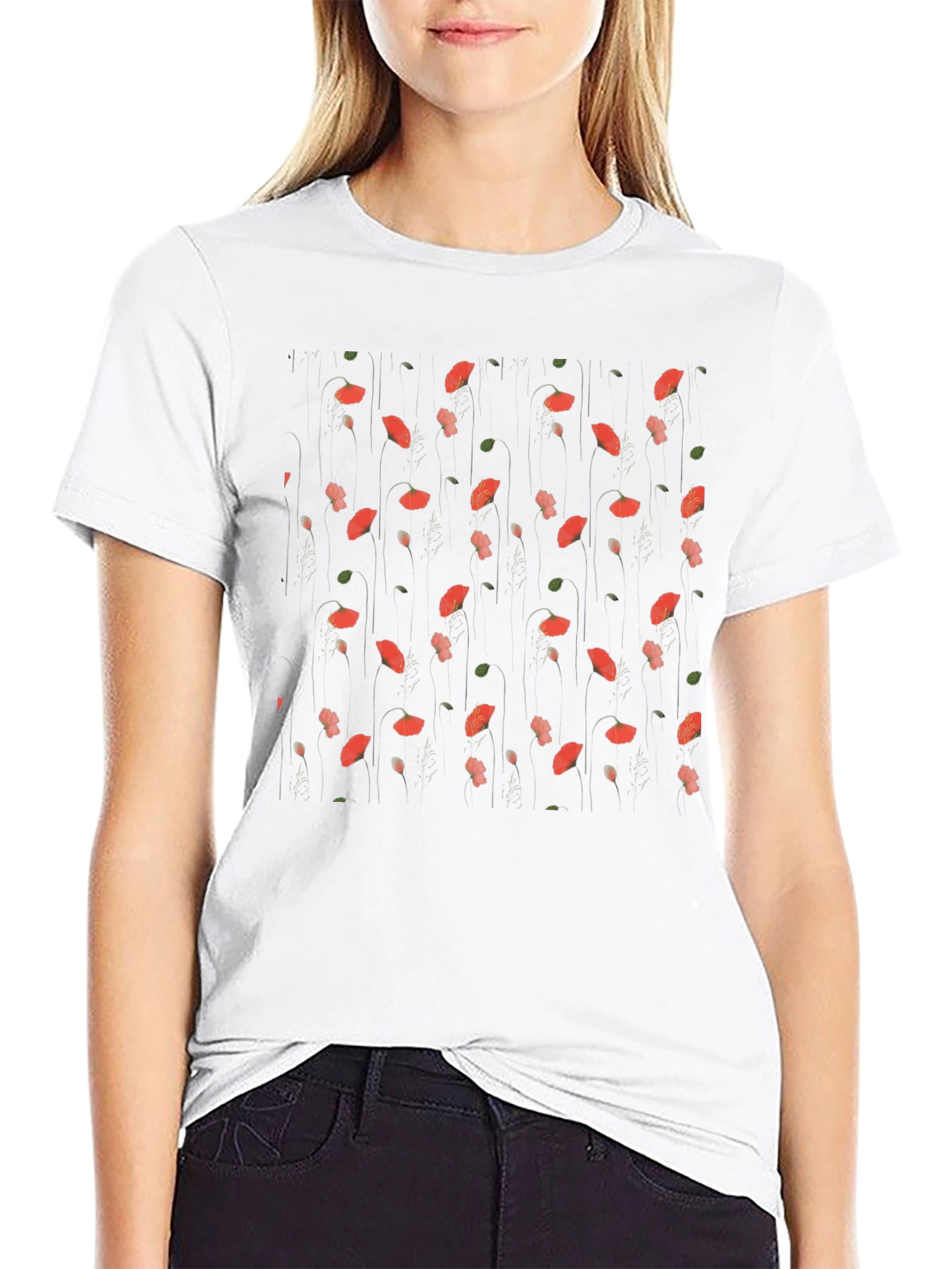 Floral Print Black T-Shirt for Men