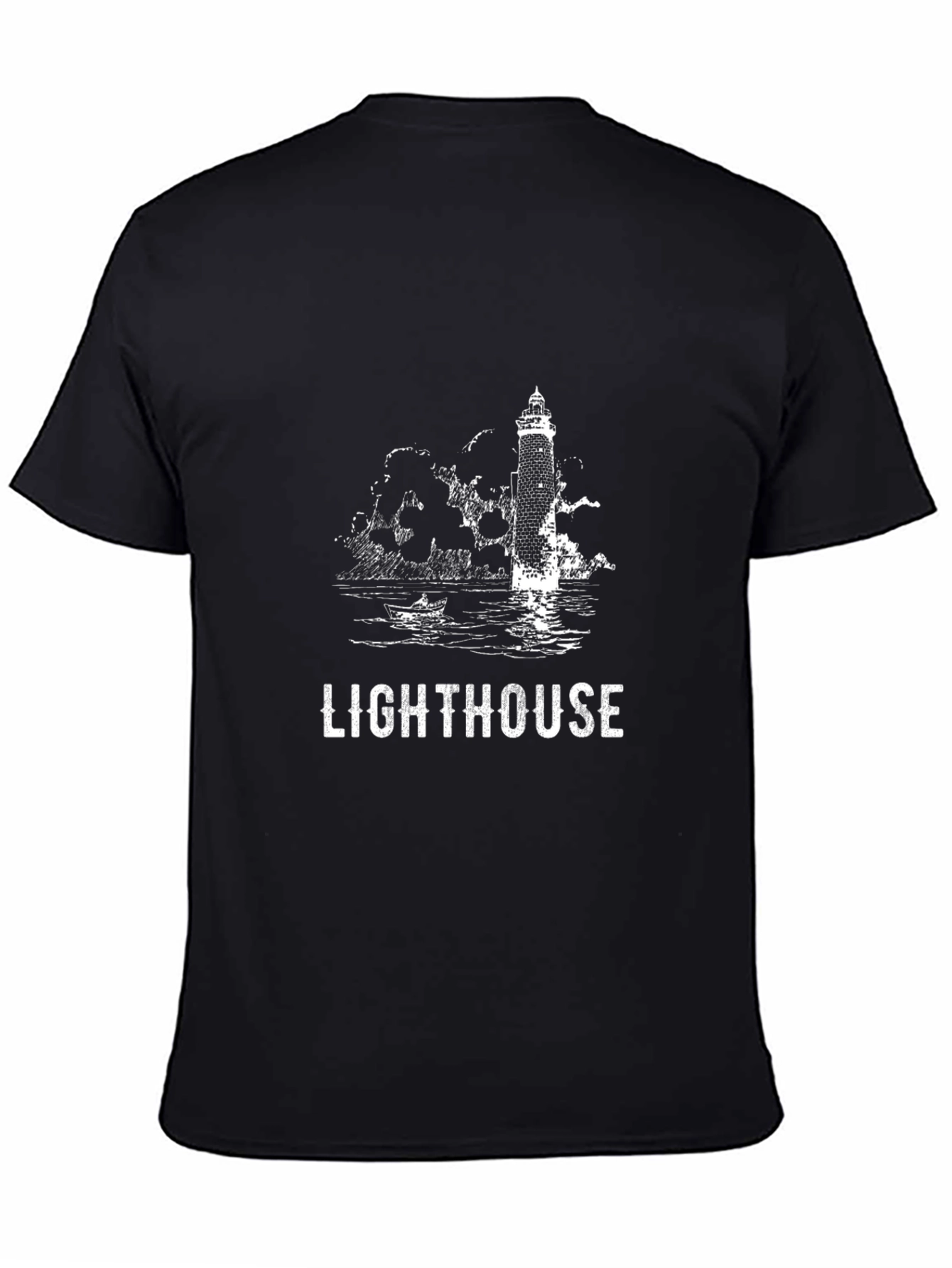 Lighthouse Graphic Tee - Mens Black Cotton T-Shirt