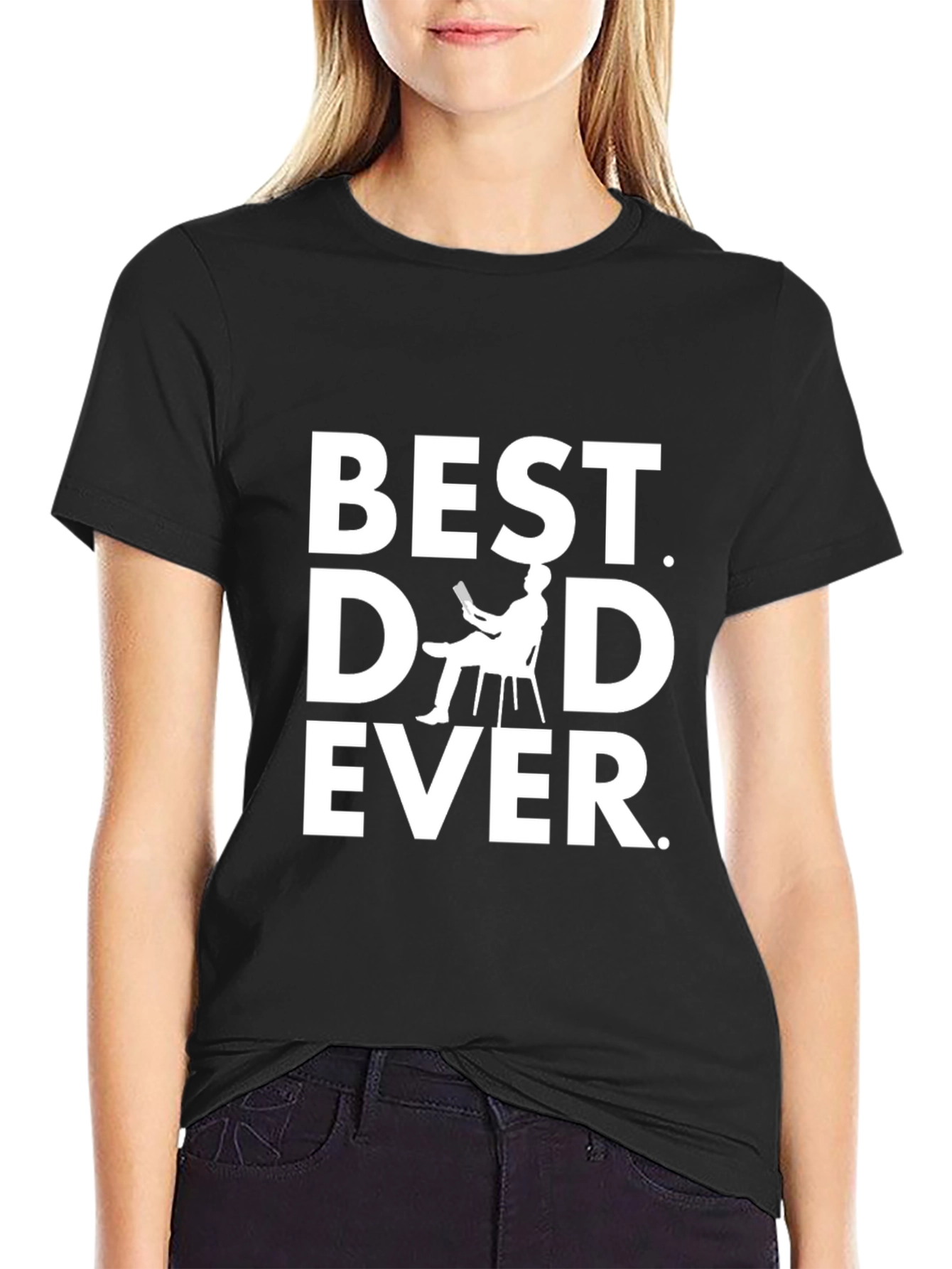 Best Dad Ever Graphic T-Shirt - Black Cotton Blend