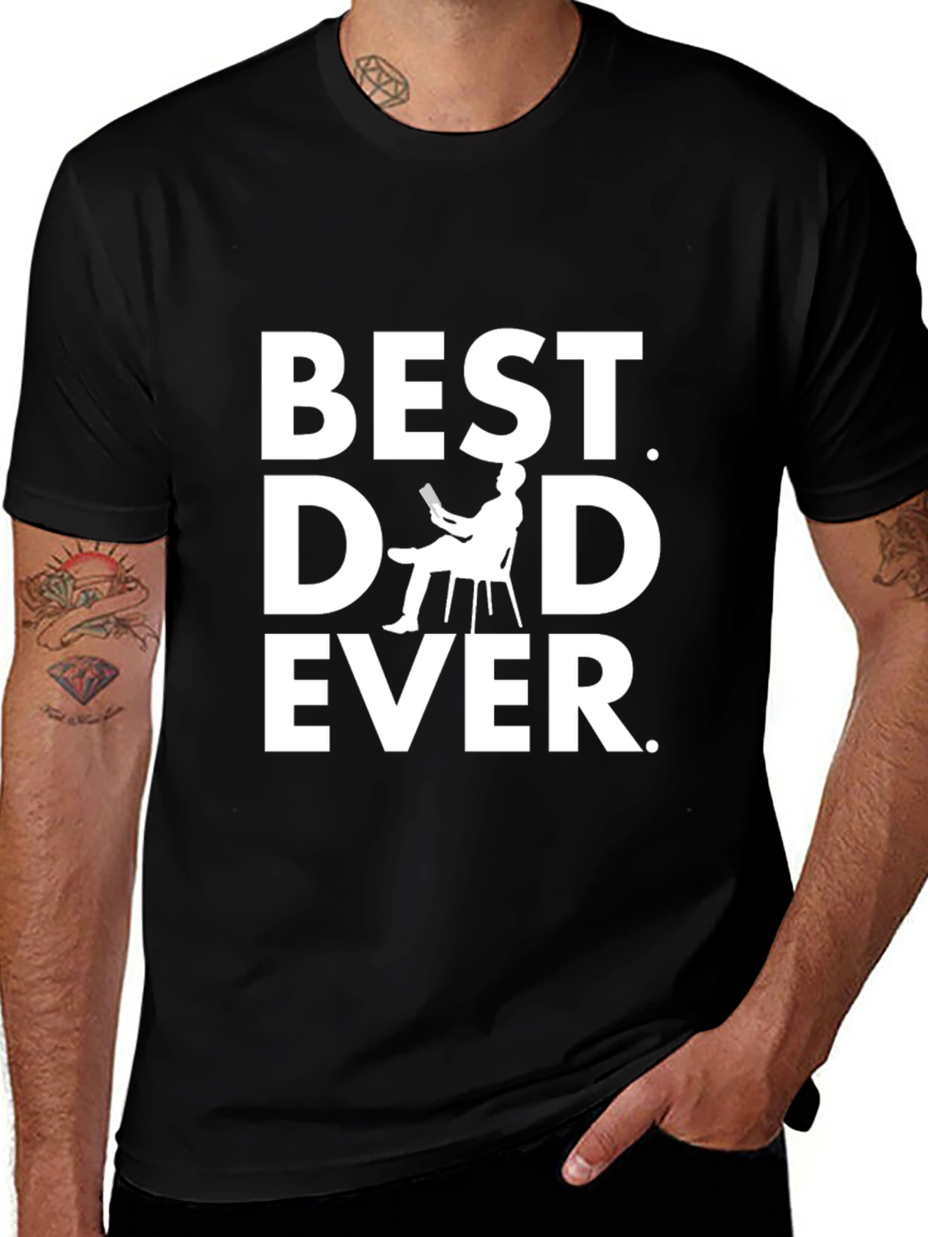 Best Dad Ever Graphic T-Shirt - Black Cotton Blend