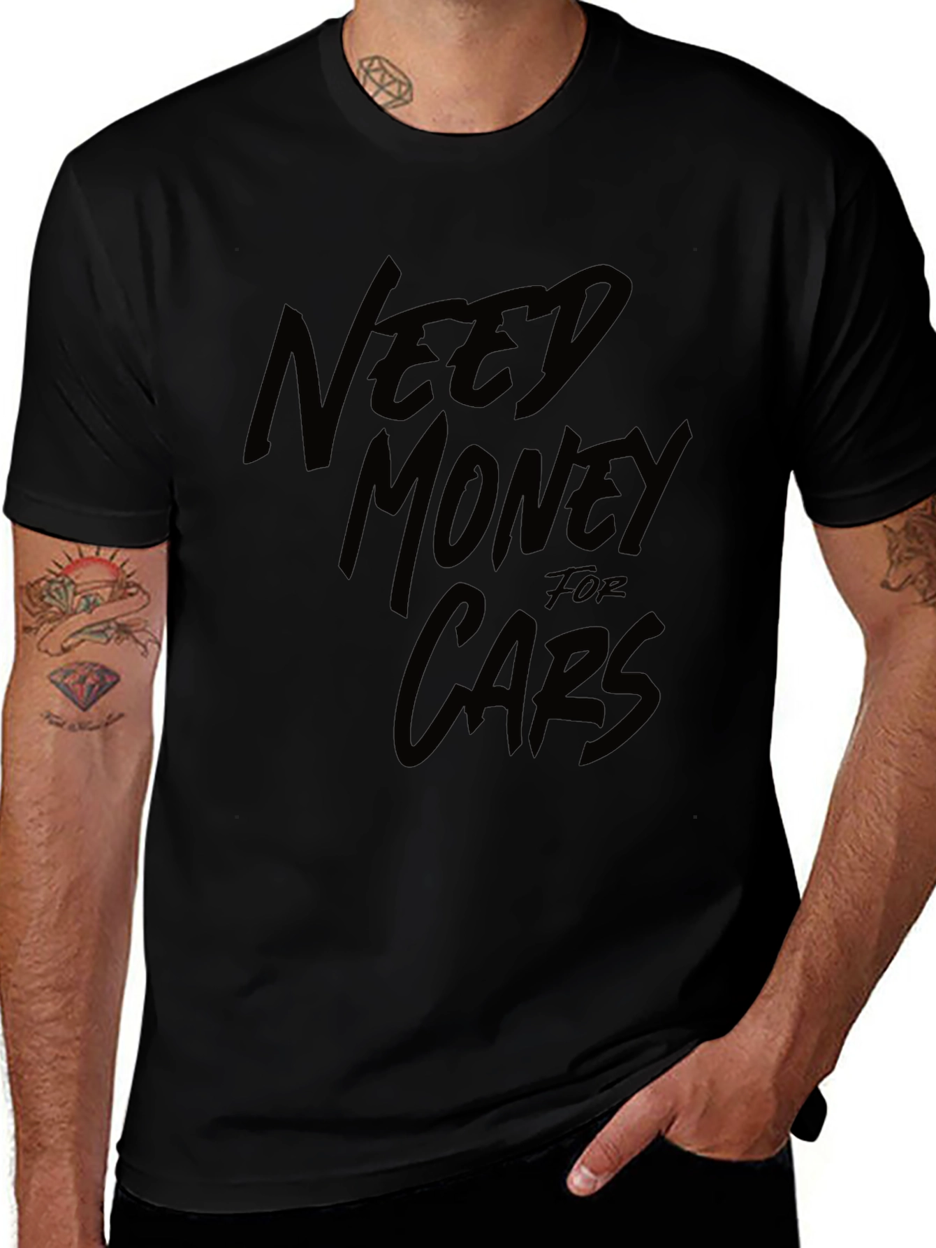 Need Money for Cars Black Graphic T-Shirt