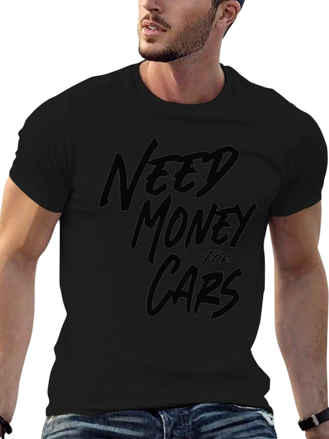 Need Money for Cars Black Graphic T-Shirt