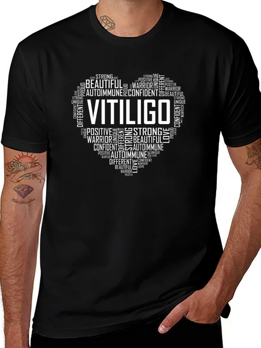 Vitiligo Awareness Heart Word Art T-Shirt