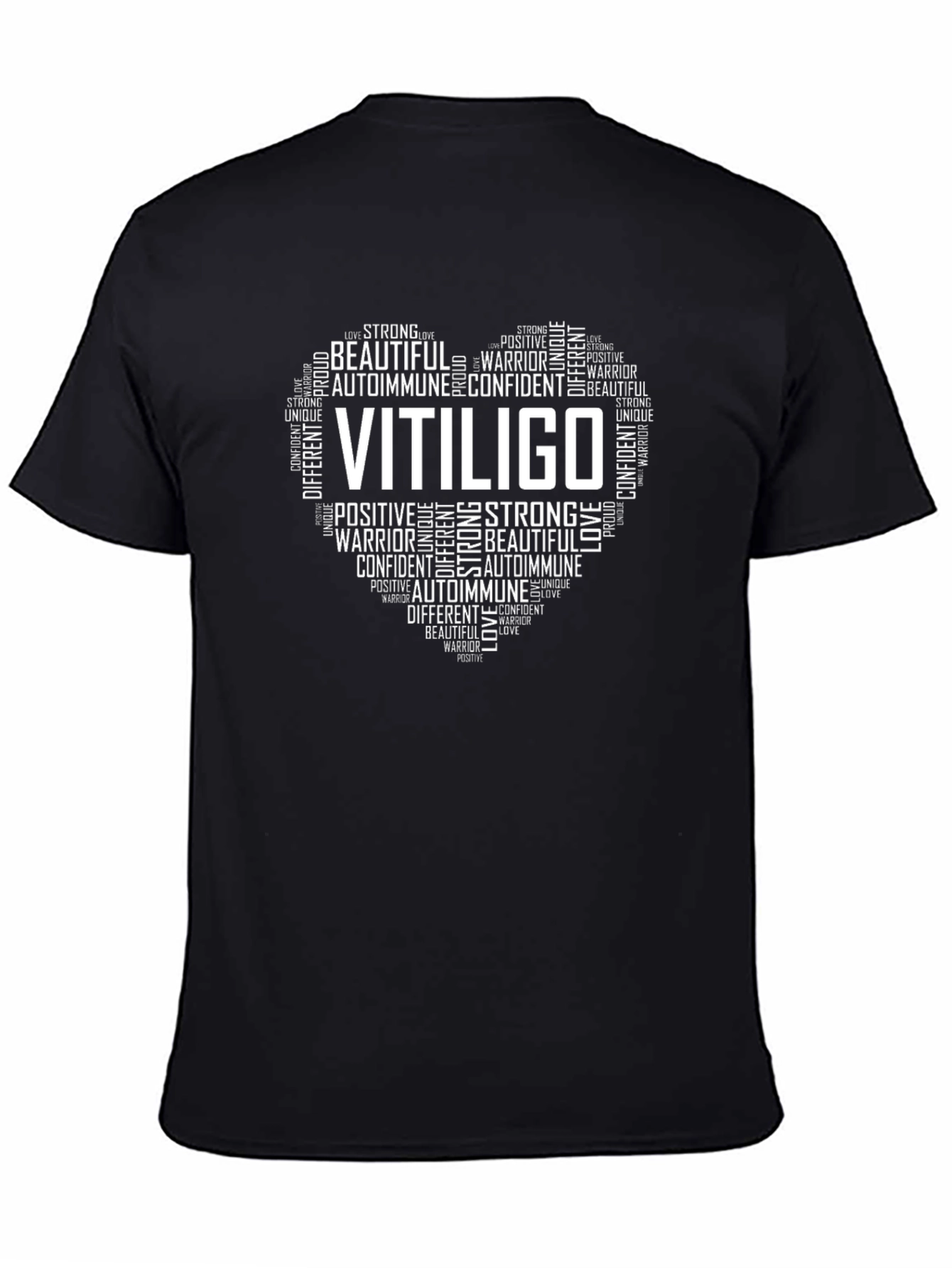 Vitiligo Awareness Heart Word Art T-Shirt