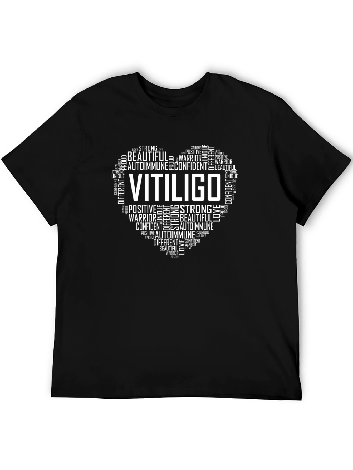 Vitiligo Awareness Heart Word Art T-Shirt