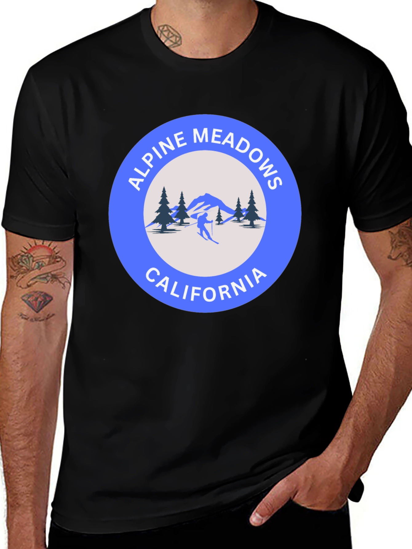 Alpine Meadows California Tee - Black Cotton T-Shirt