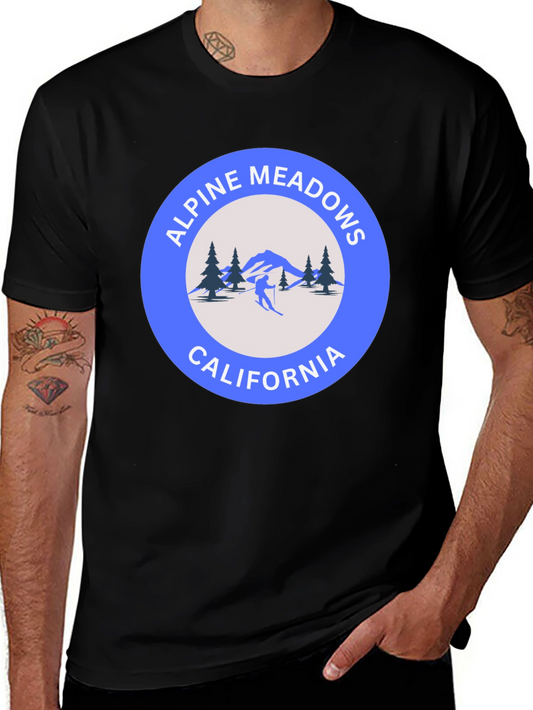 Alpine Meadows California Tee - Black Cotton T-Shirt