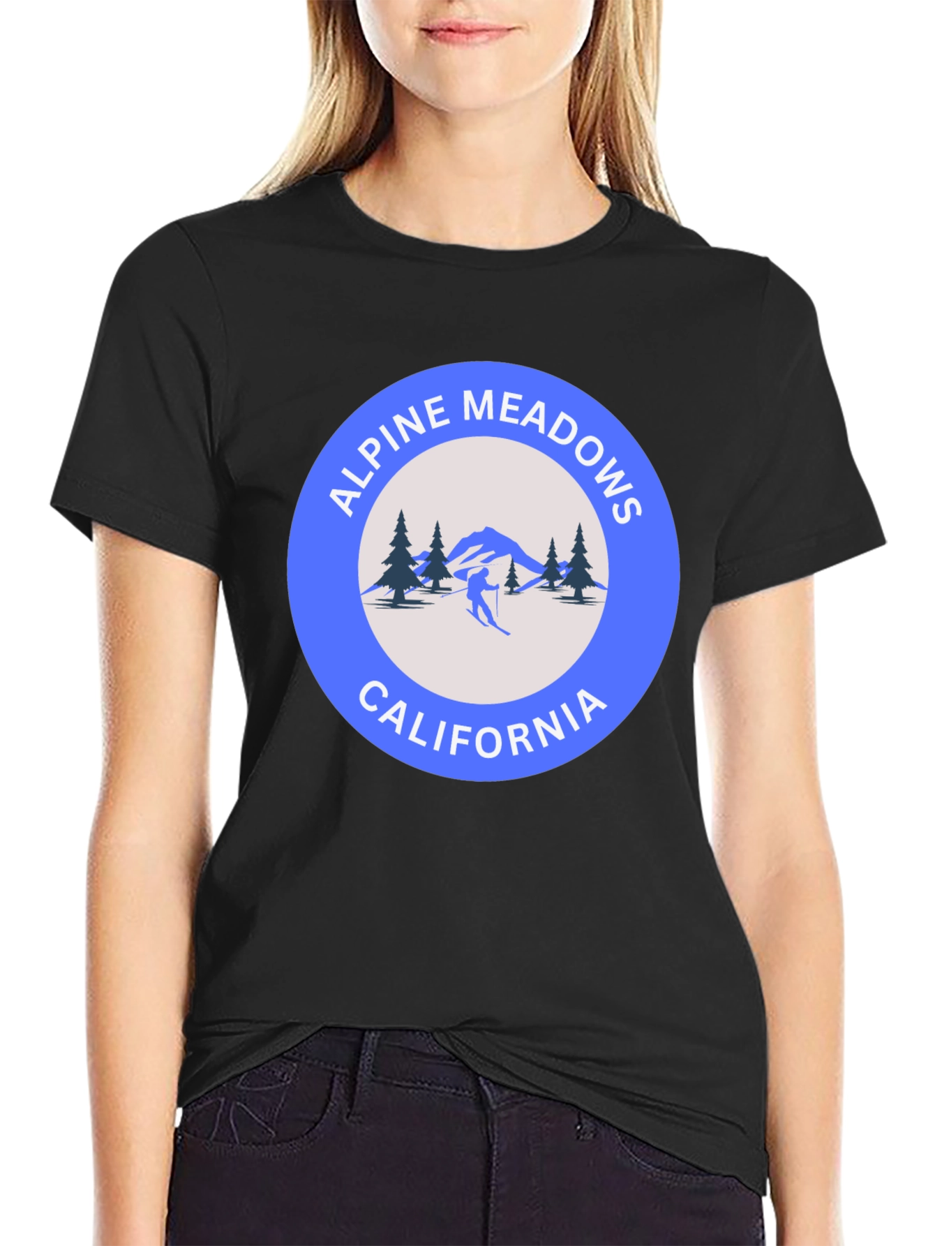 Alpine Meadows California Tee - Black Cotton T-Shirt