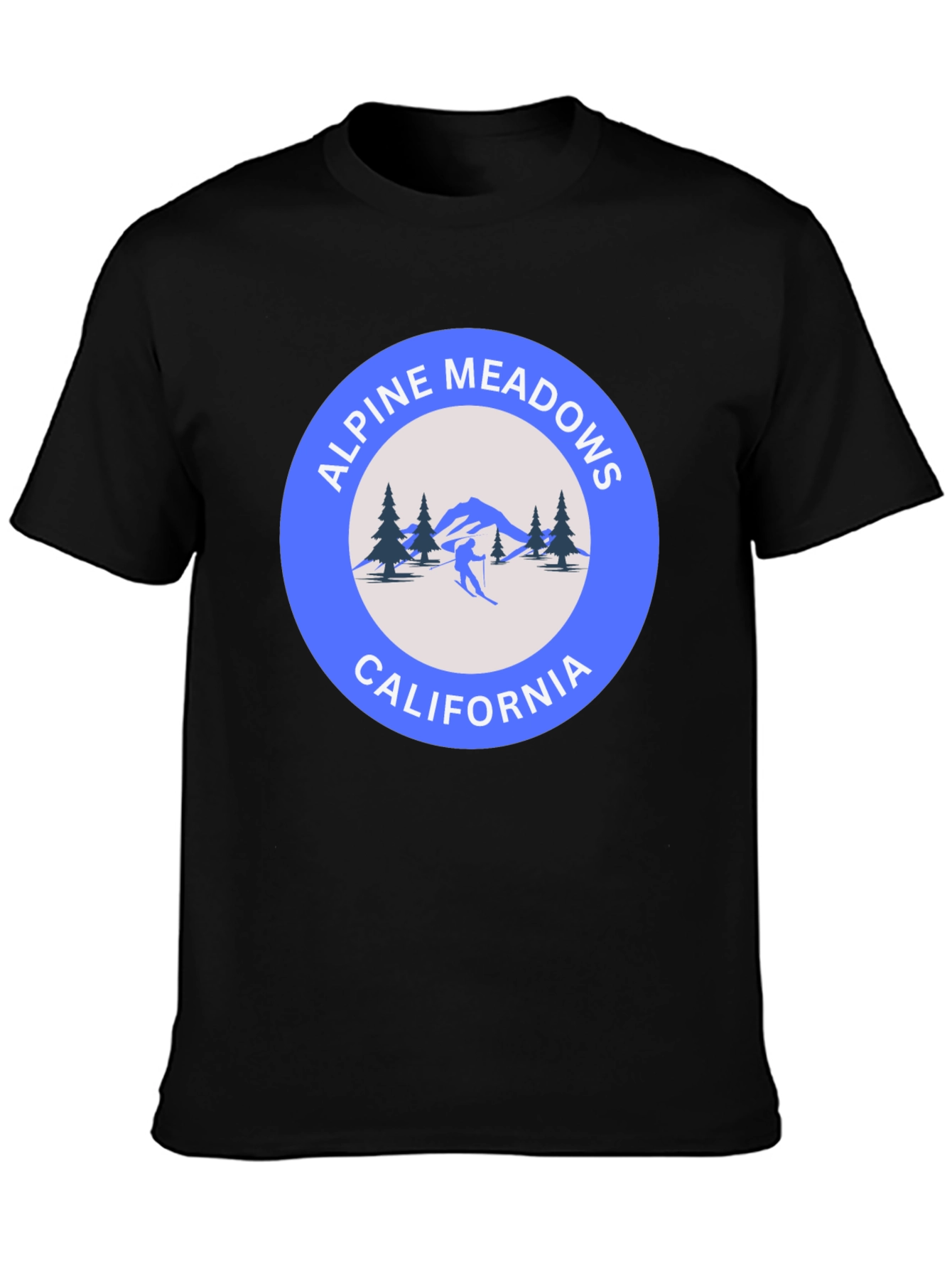 Alpine Meadows California Tee - Black Cotton T-Shirt