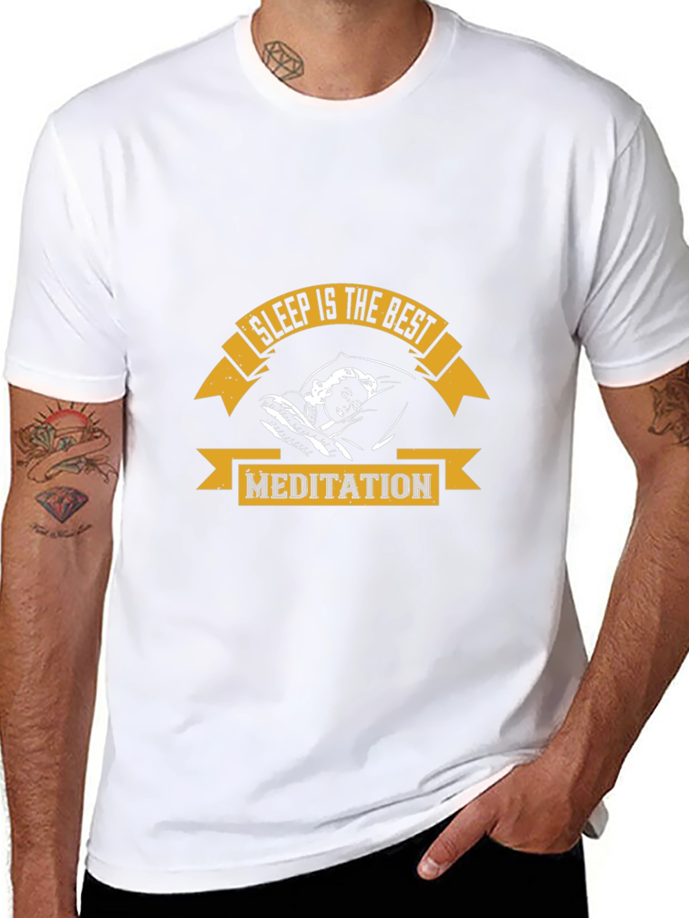 Sleep is the Best Meditation Black Graphic T-Shirt
