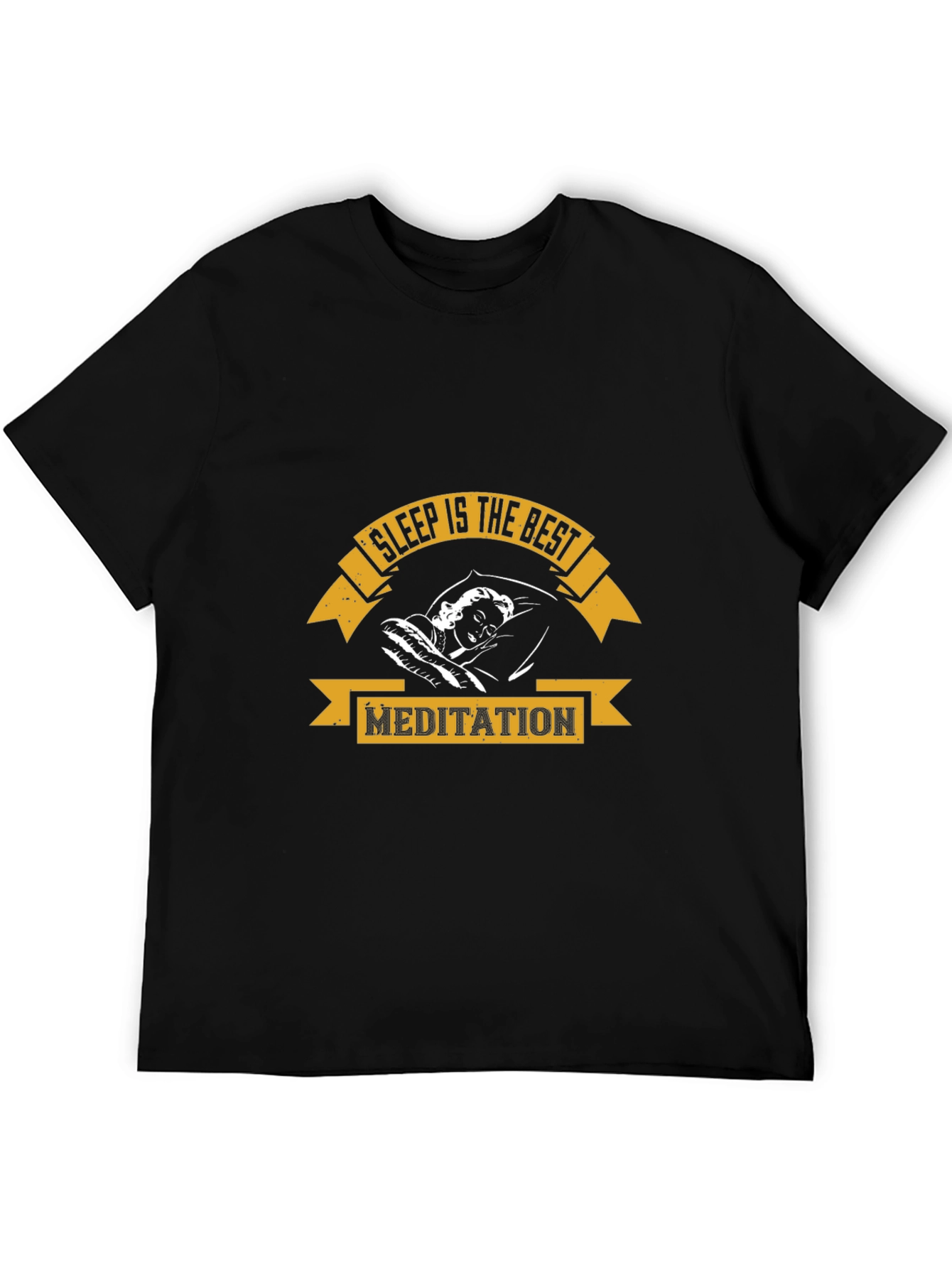 Sleep is the Best Meditation Black Graphic T-Shirt