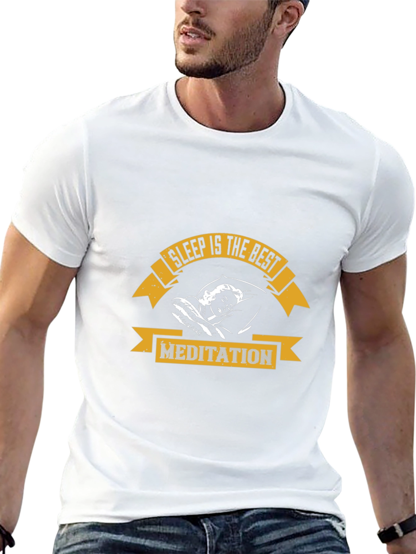 Sleep is the Best Meditation Black Graphic T-Shirt