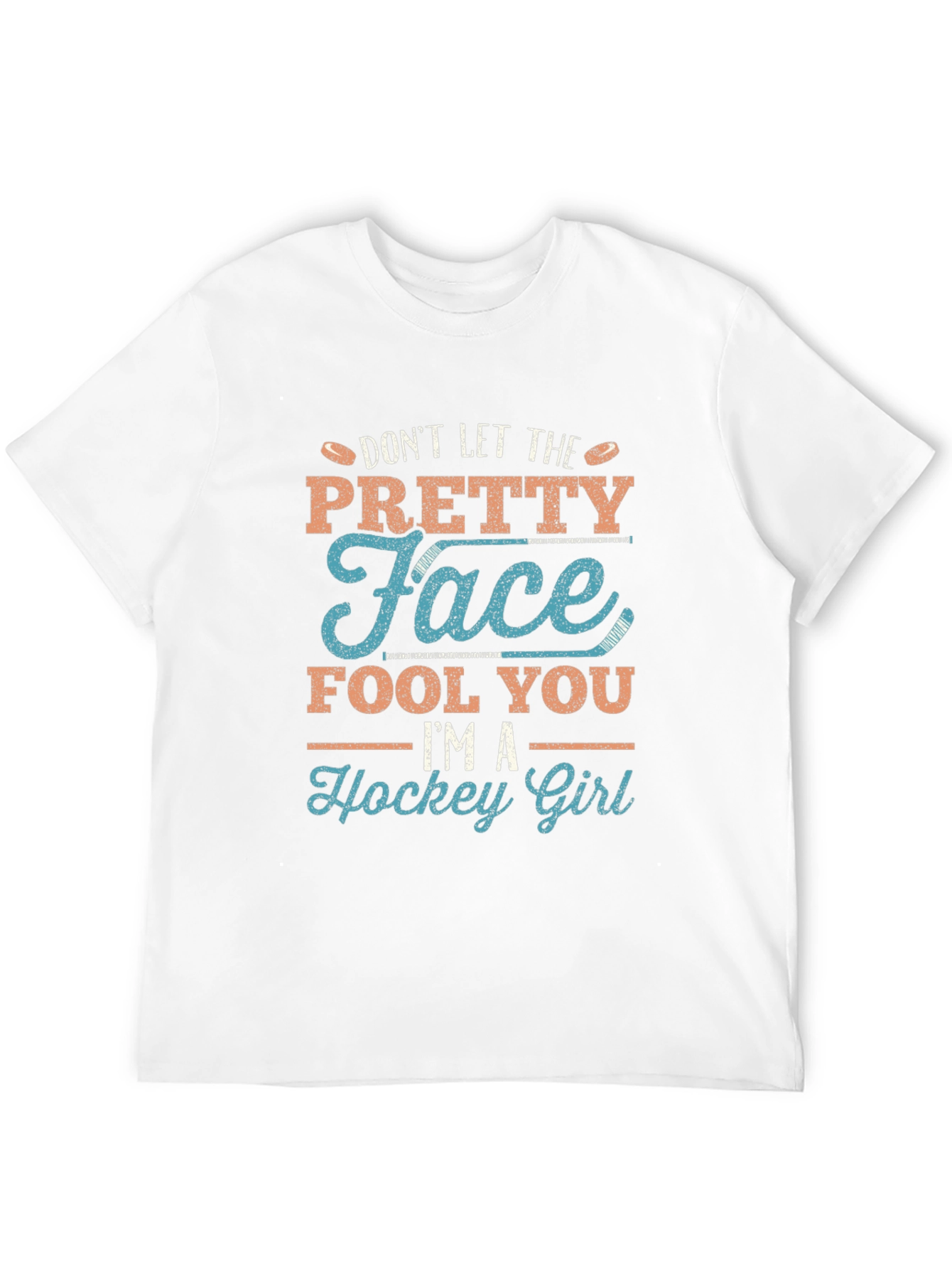 Pretty Face Hockey Girl Graphic T-Shirt