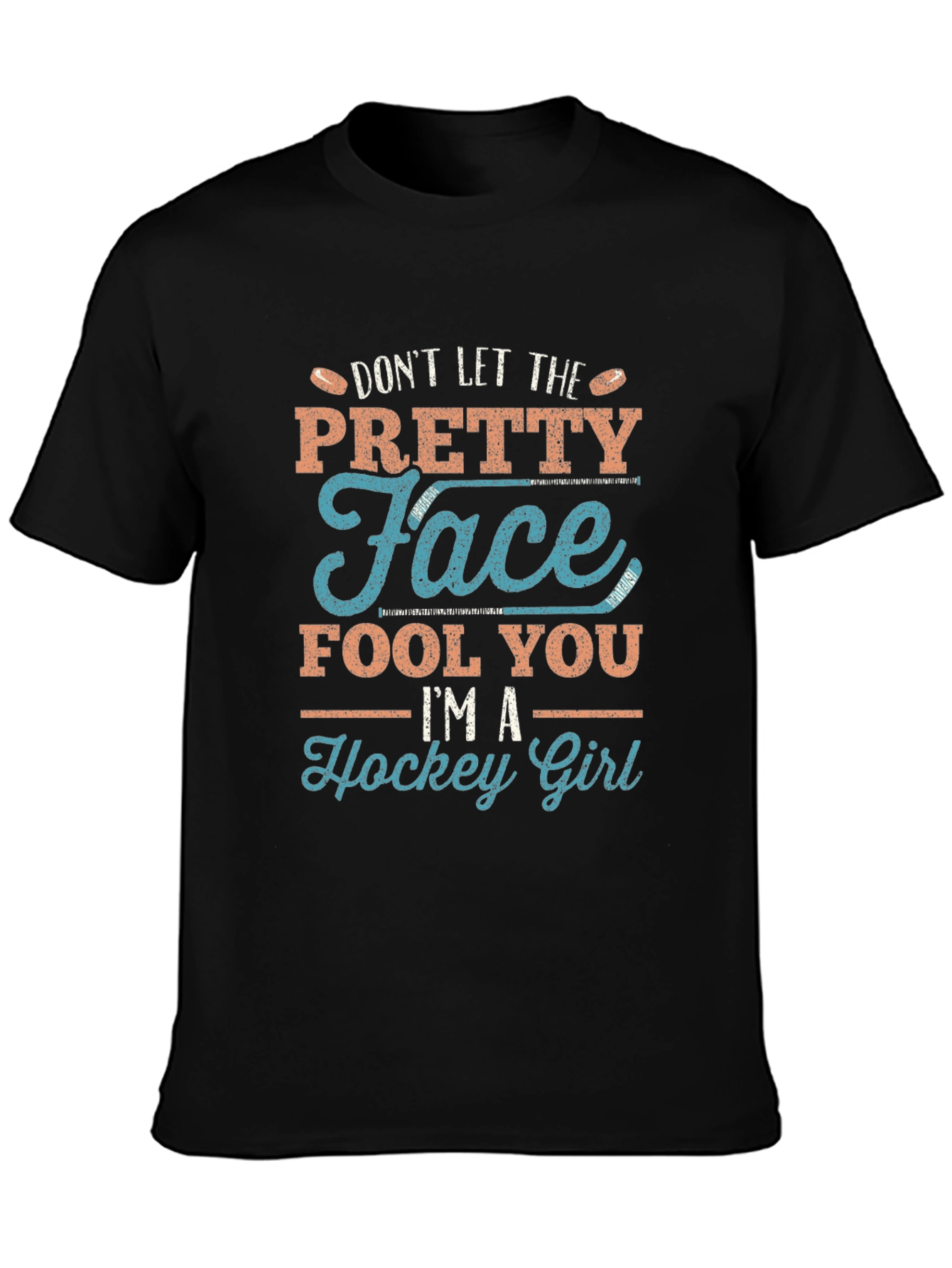 Pretty Face Hockey Girl Graphic T-Shirt