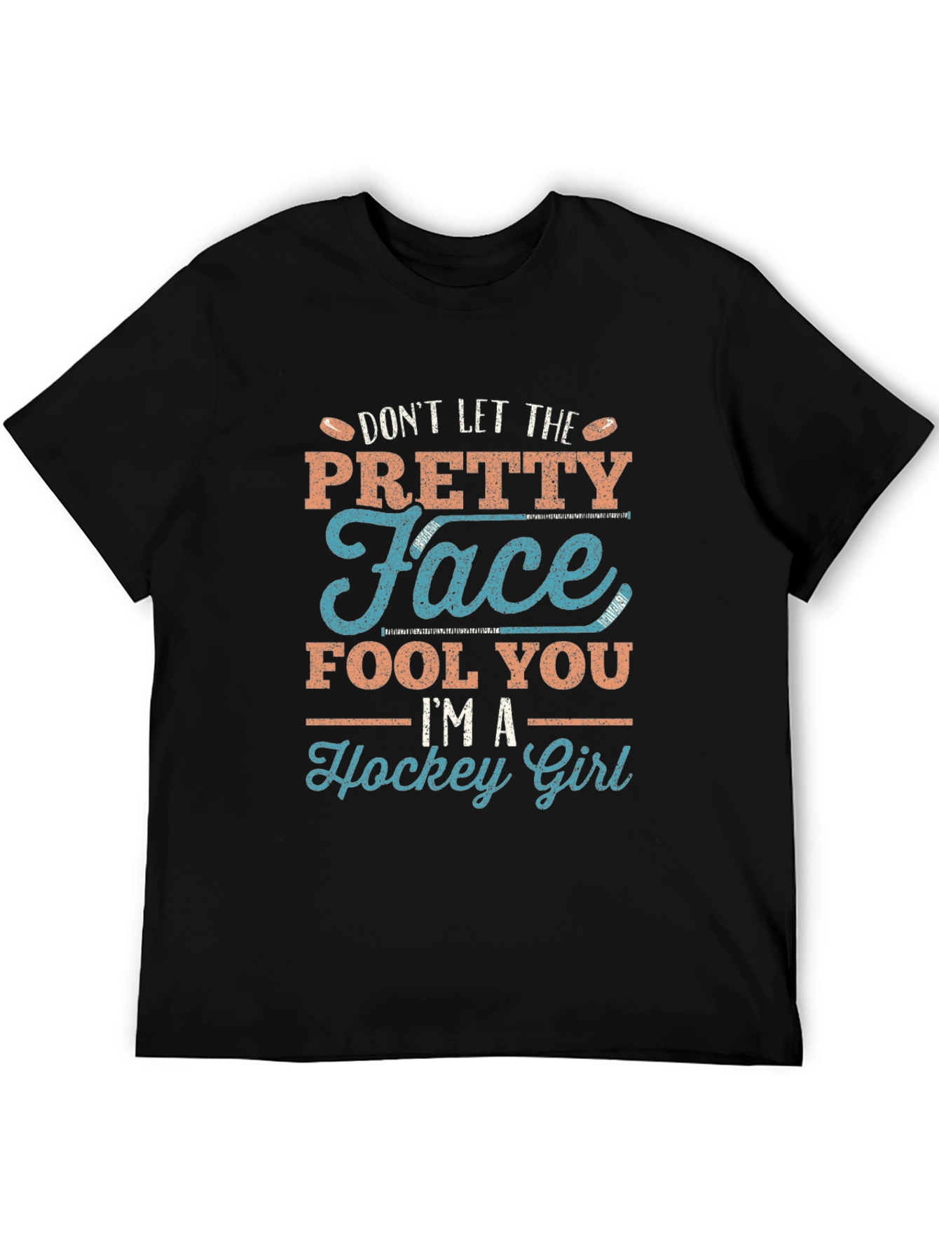 Pretty Face Hockey Girl Graphic T-Shirt