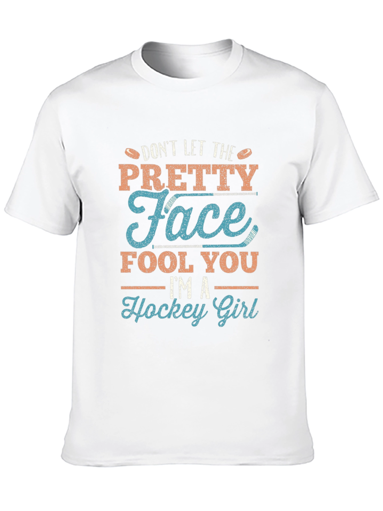 Pretty Face Hockey Girl Graphic T-Shirt