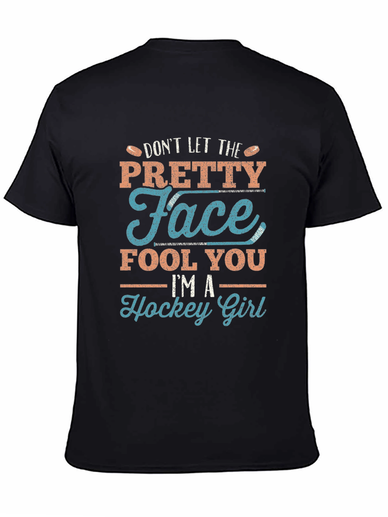 Pretty Face Hockey Girl Graphic T-Shirt