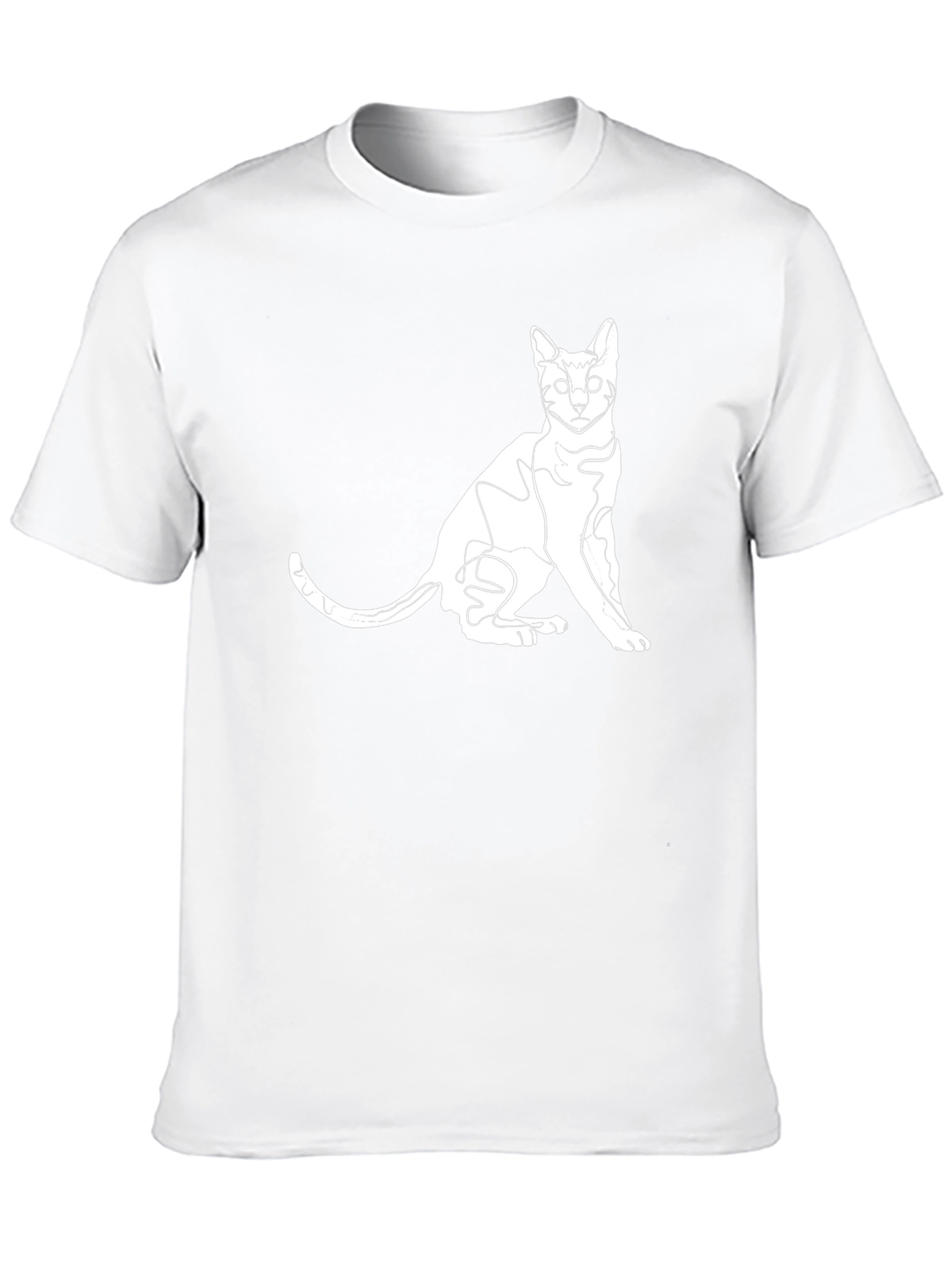 Stylish Black Cat Outline Graphic Tee