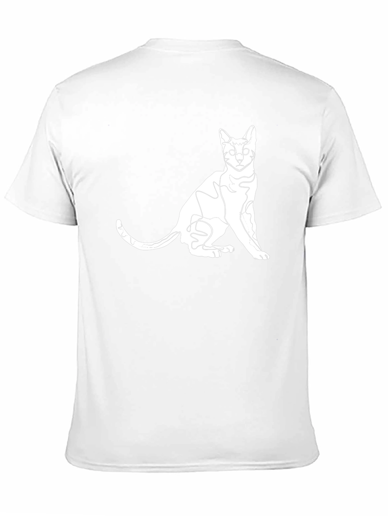 Stylish Black Cat Outline Graphic Tee