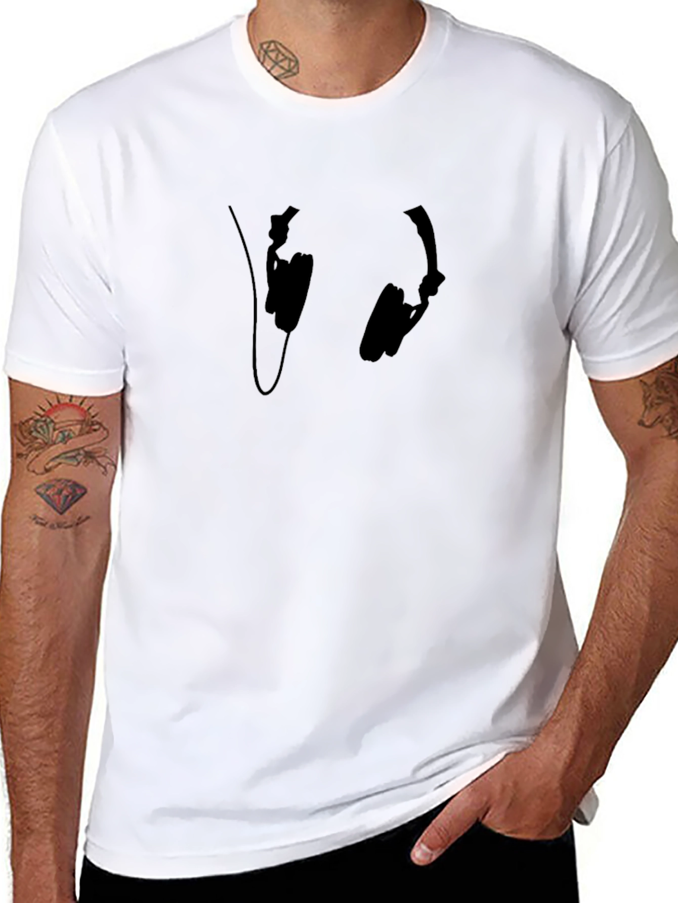 Cool Black Headphones T-Shirt