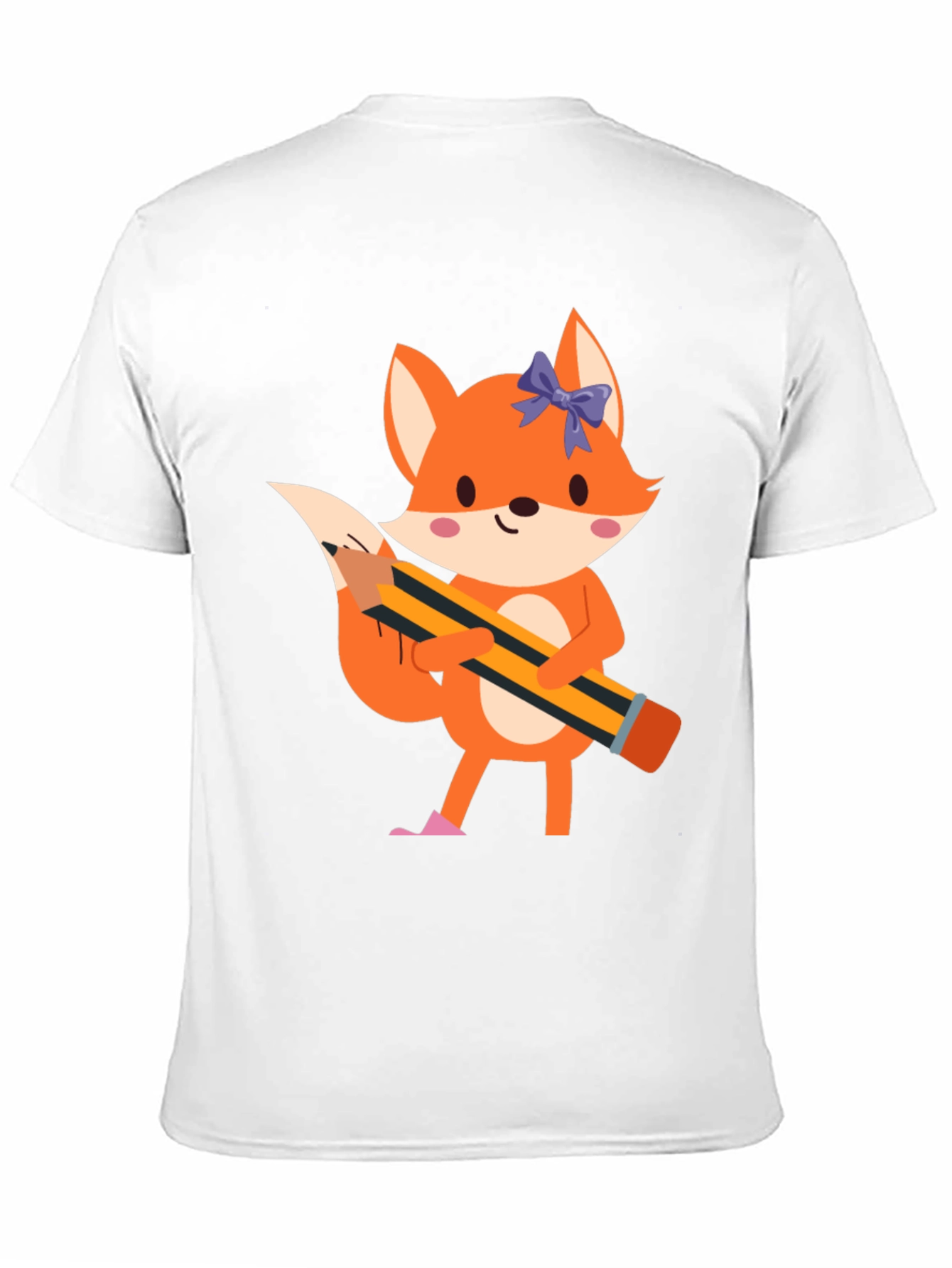 Fox with Pencil Graphic Tee - Black