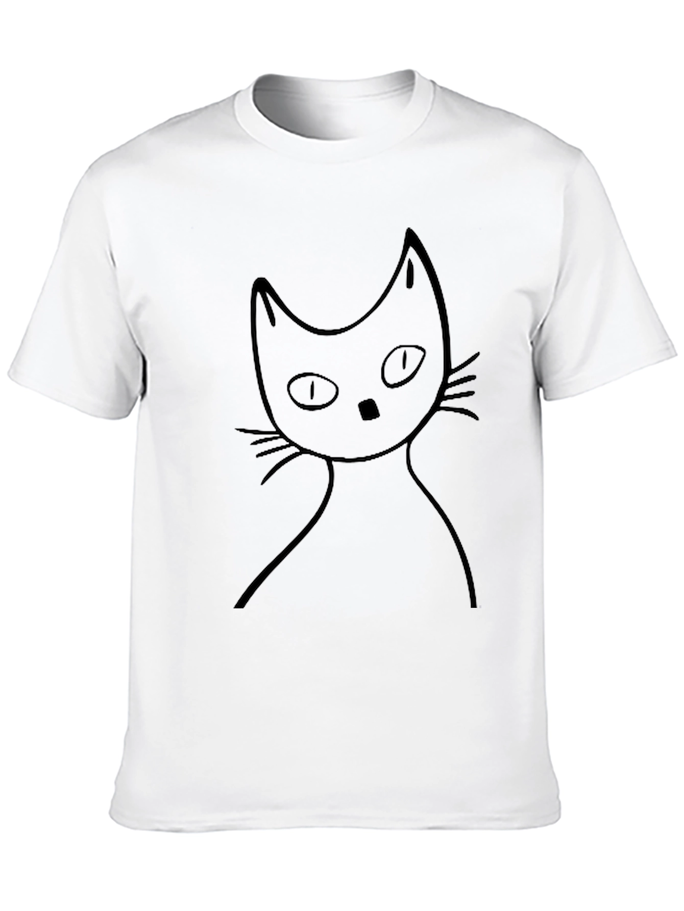 Black Cat Outline Graphic Tee - Casual Style