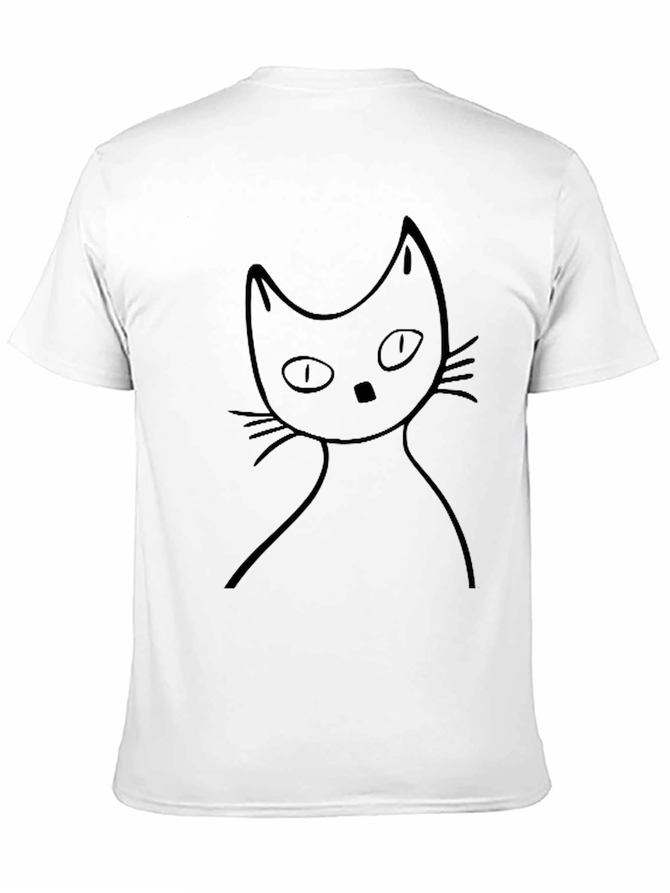Black Cat Outline Graphic Tee - Casual Style