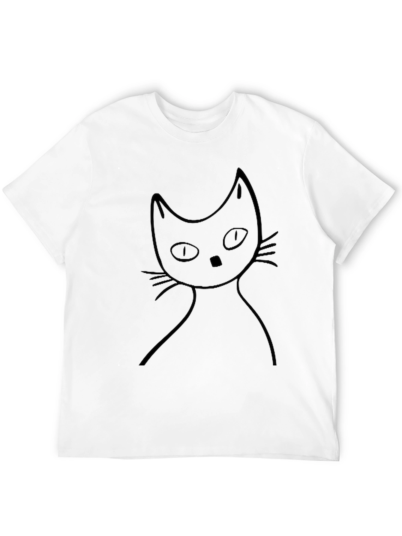 Black Cat Outline Graphic Tee - Casual Style