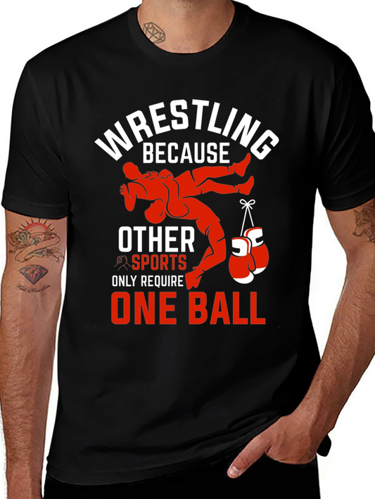 Wrestling T-Shirt - One Ball Funny Tee