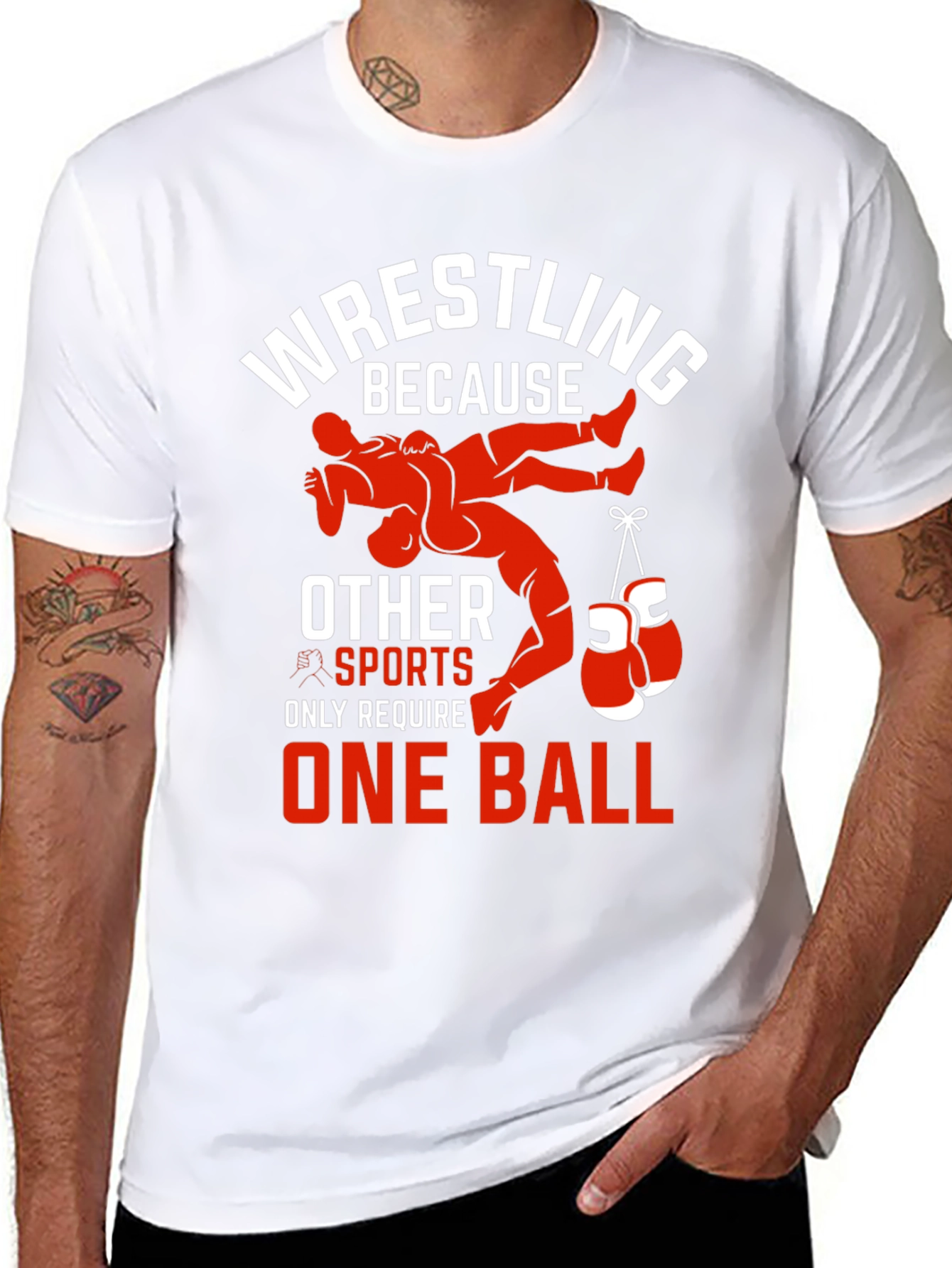 Wrestling T-Shirt - One Ball Funny Tee