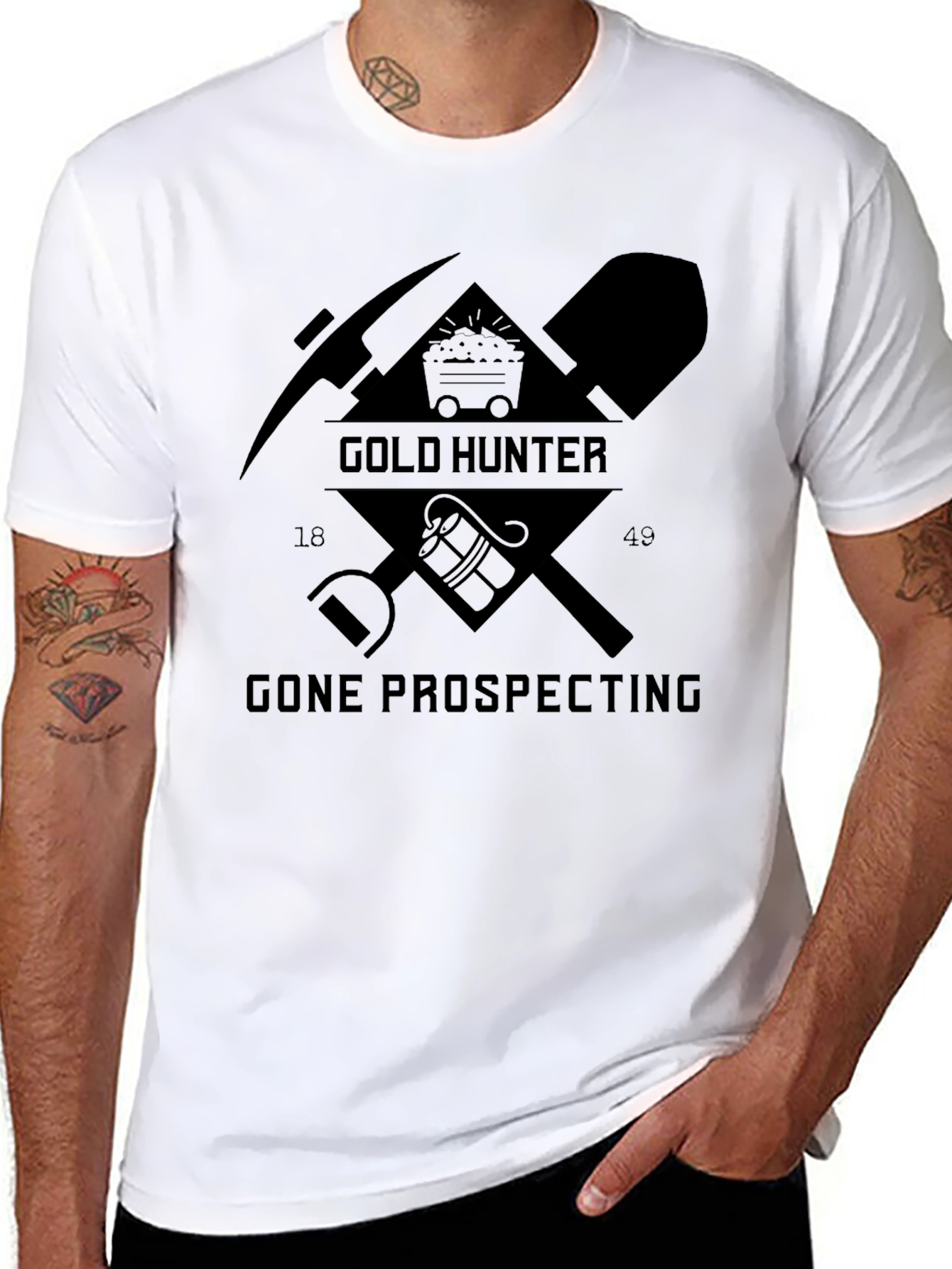 Gold Hunter Gone Prospecting Black Graphic T-Shirt