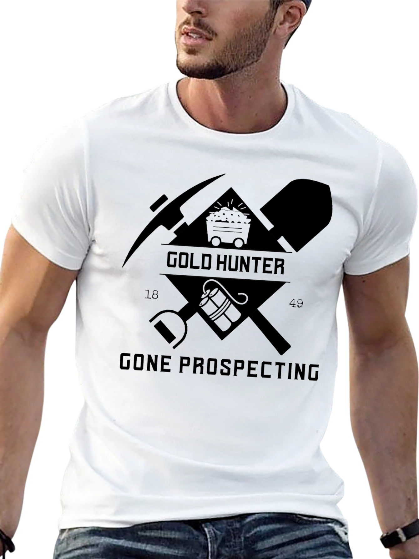 Gold Hunter Gone Prospecting Black Graphic T-Shirt