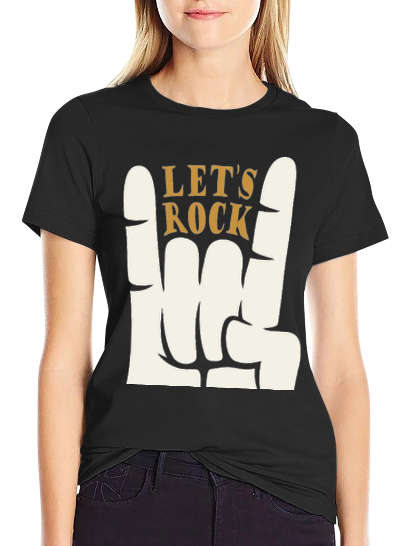 Lets Rock Graphic T-Shirt - Rock On Hand Sign