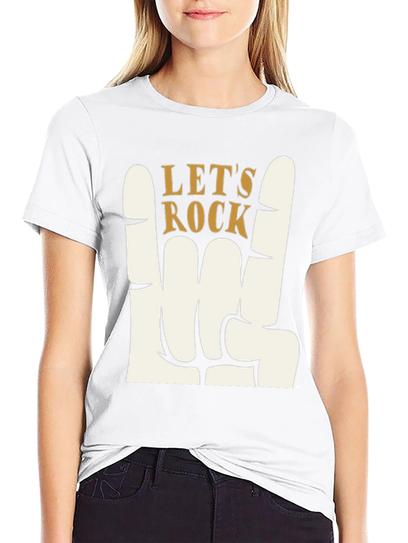 Lets Rock Graphic T-Shirt - Rock On Hand Sign