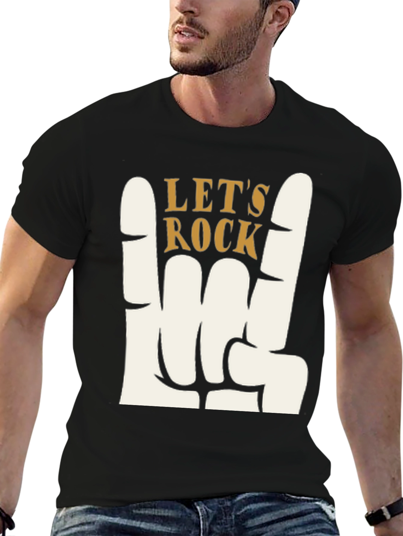 Lets Rock Graphic T-Shirt - Rock On Hand Sign