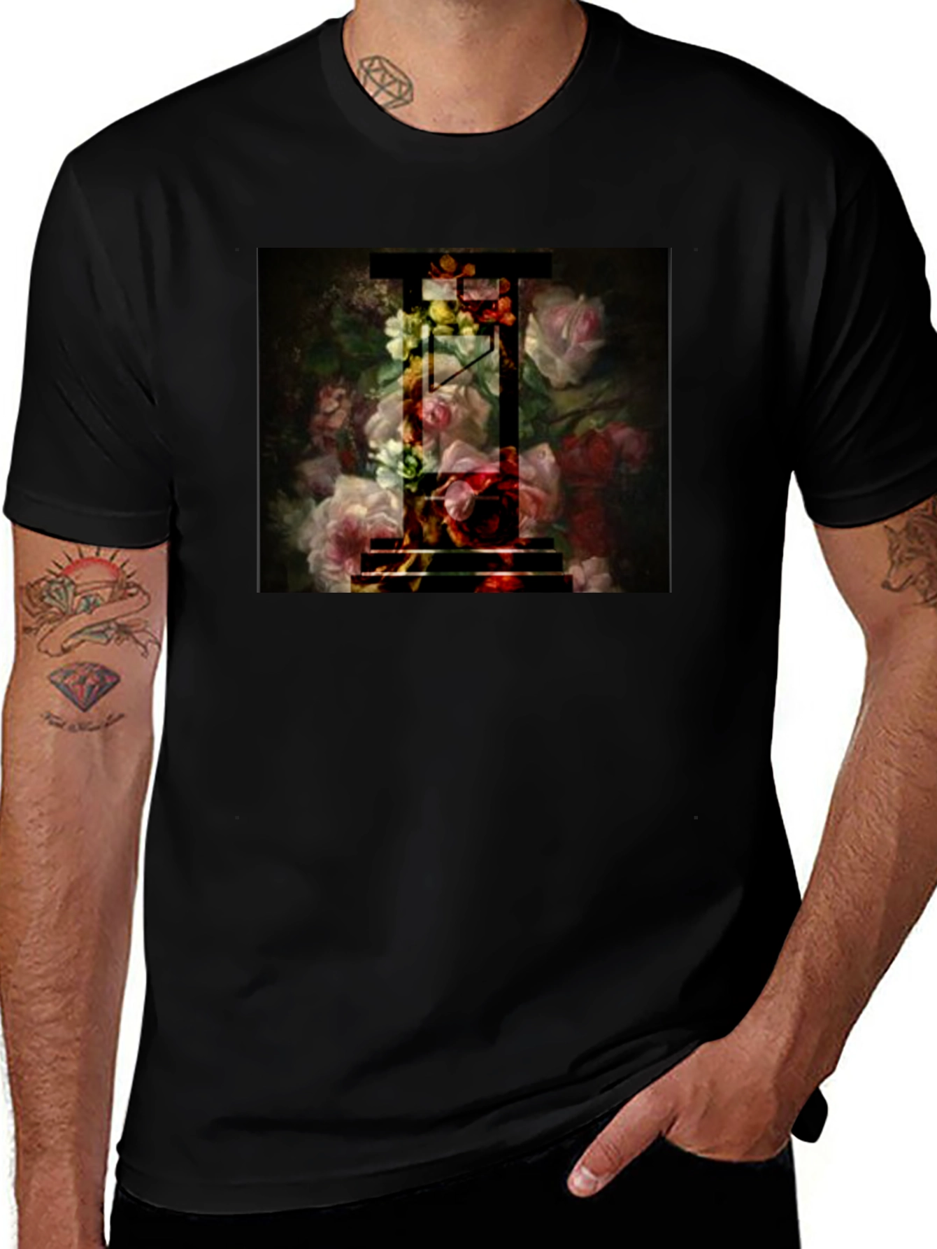 Floral Guillotine Black T-Shirt