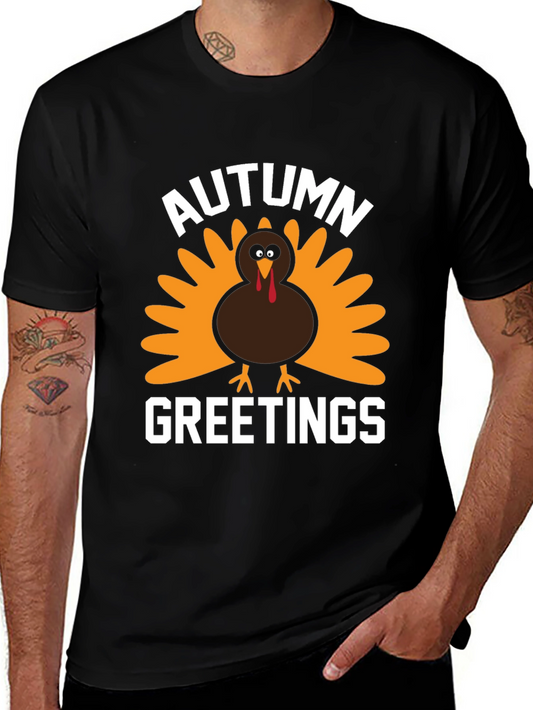 Autumn Greetings Turkey Graphic T-Shirt