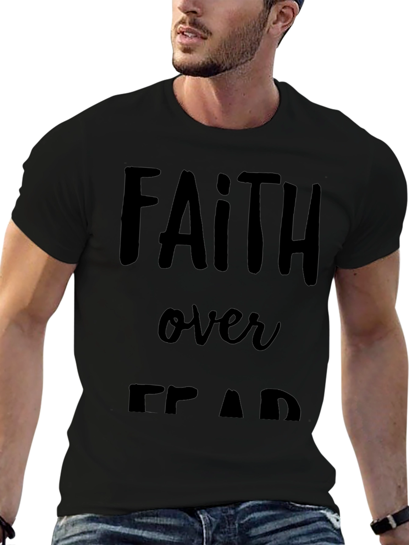 Faith Over Fear Graphic Tee - Black Cotton T-Shirt