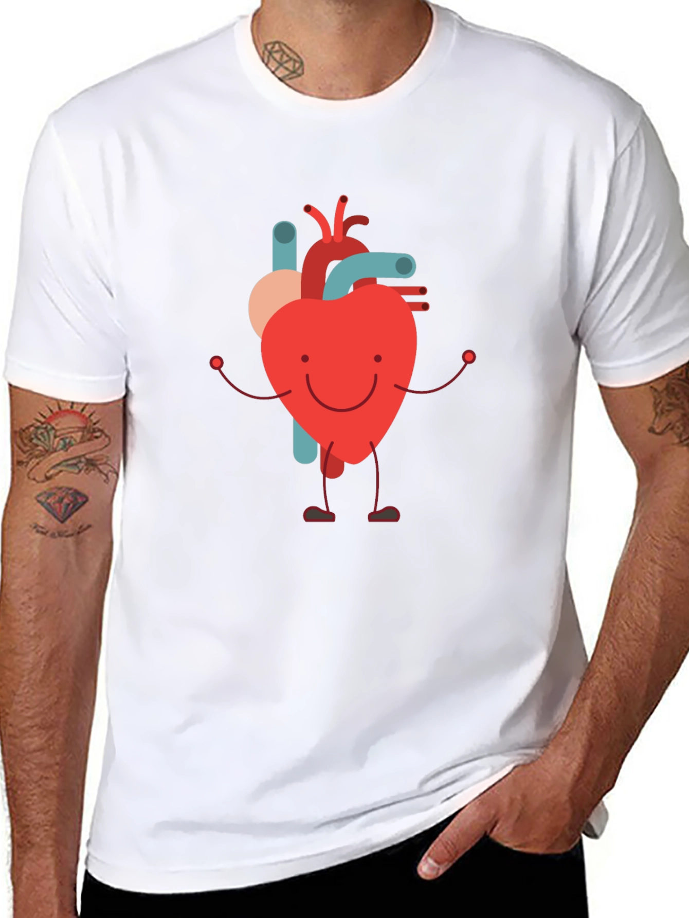 Cartoon Heart Graphic Tee - Fun & Unique Design