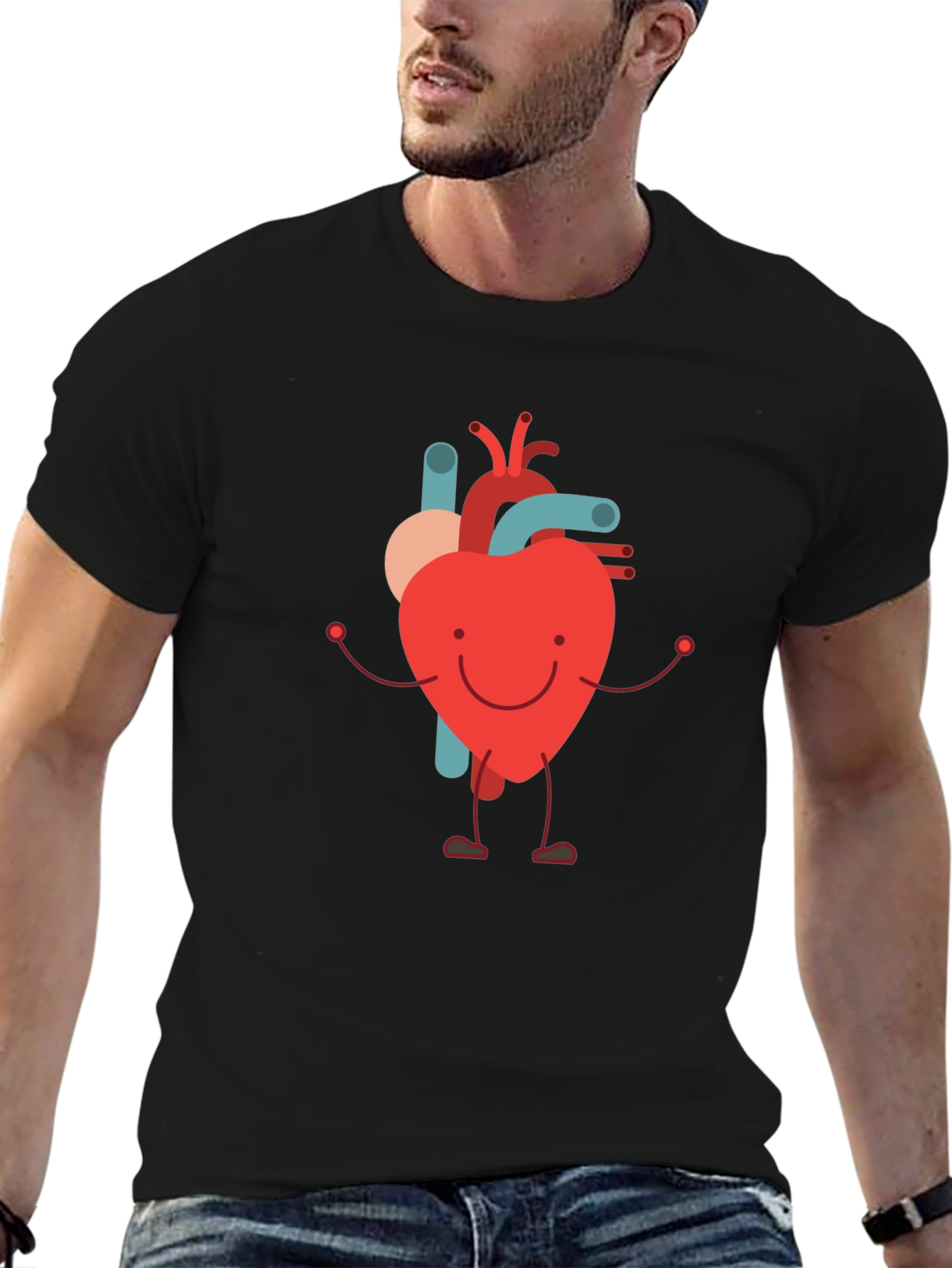 Cartoon Heart Graphic Tee - Fun & Unique Design
