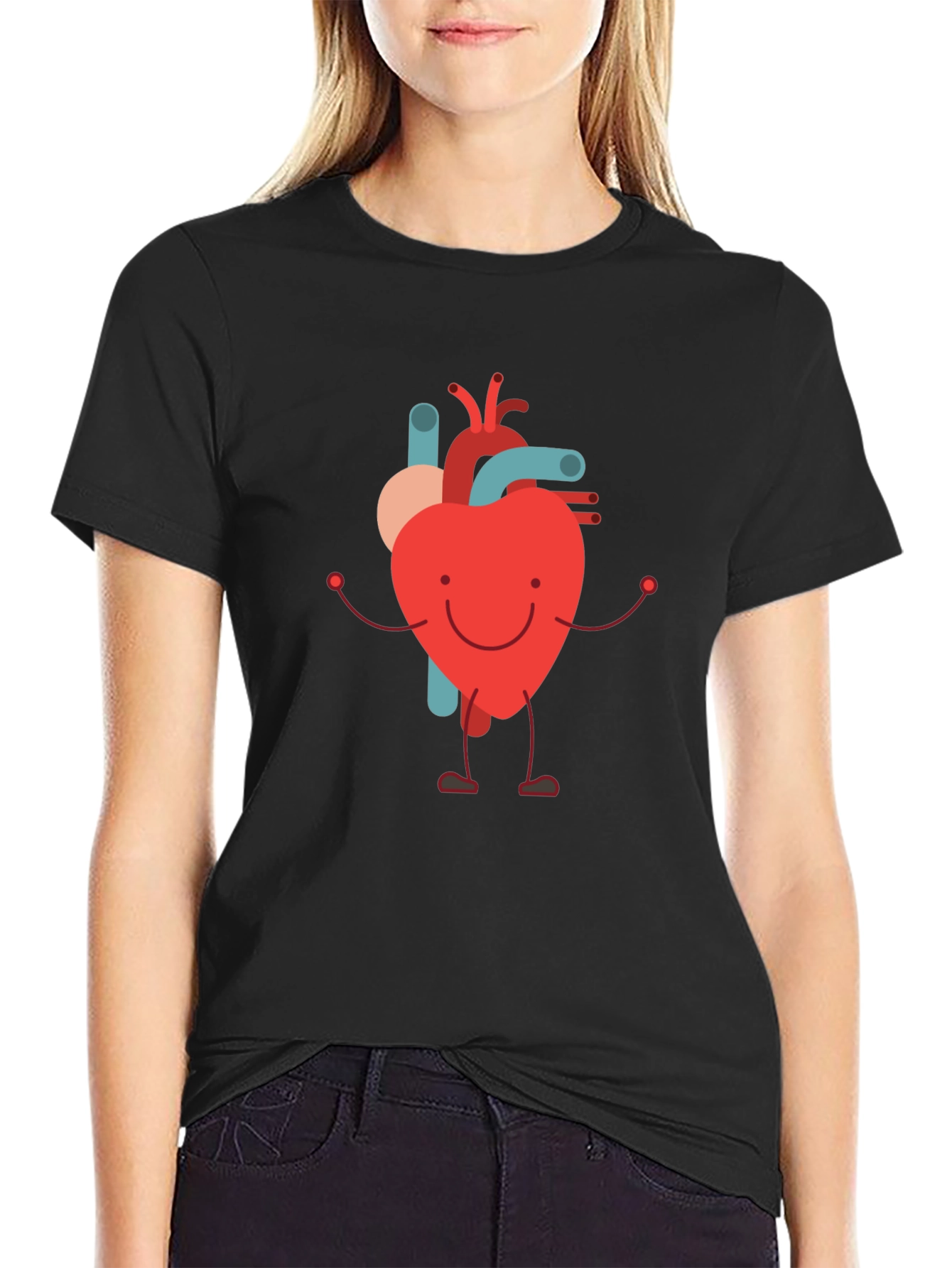 Cartoon Heart Graphic Tee - Fun & Unique Design