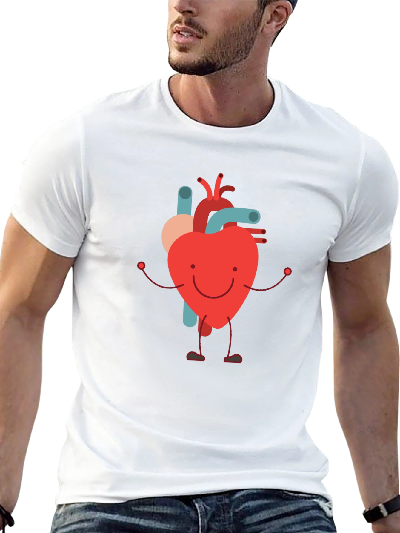Cartoon Heart Graphic Tee - Fun & Unique Design
