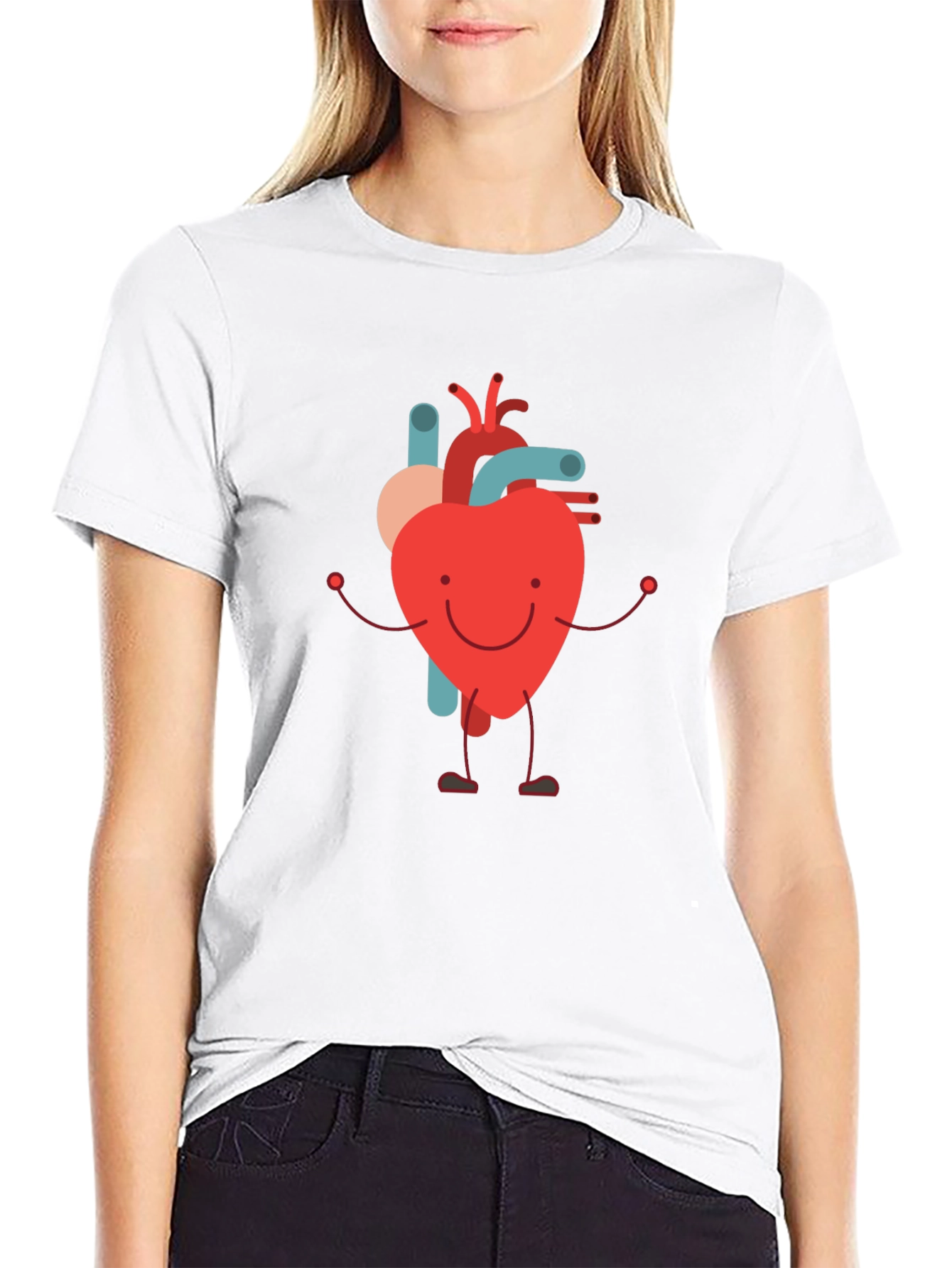 Cartoon Heart Graphic Tee - Fun & Unique Design