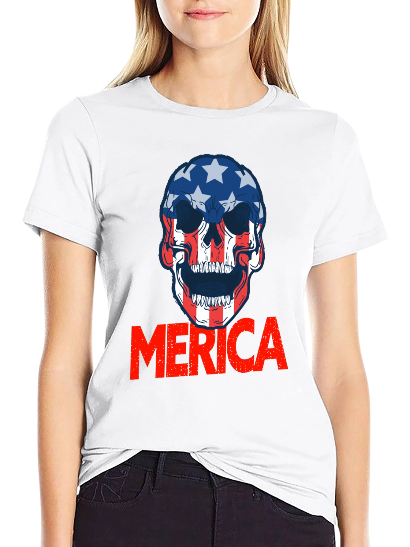 Patriotic Skull Merica T-Shirt - Bold USA Pride