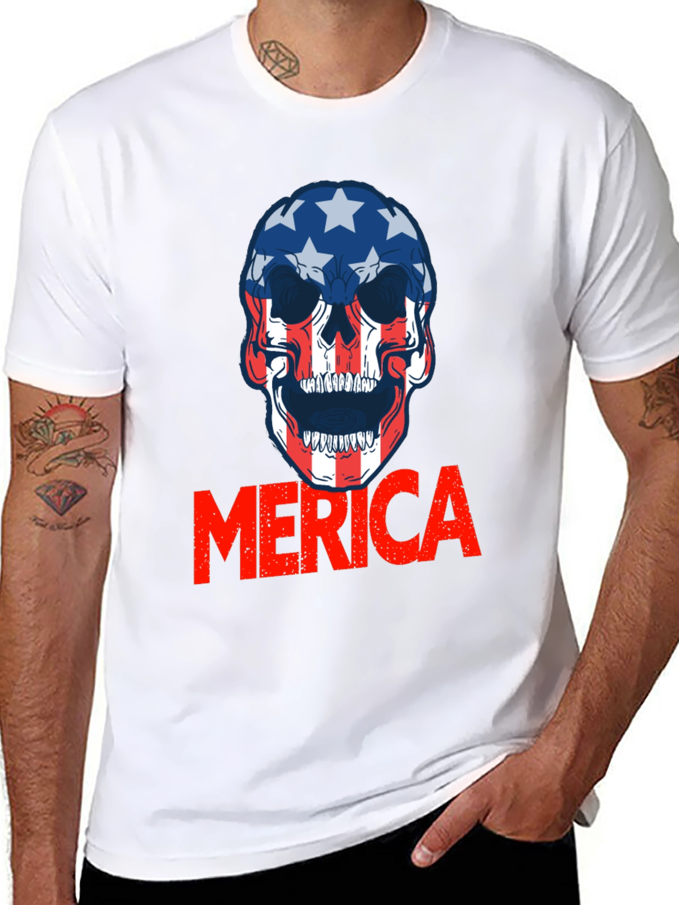 Patriotic Skull Merica T-Shirt - Bold USA Pride